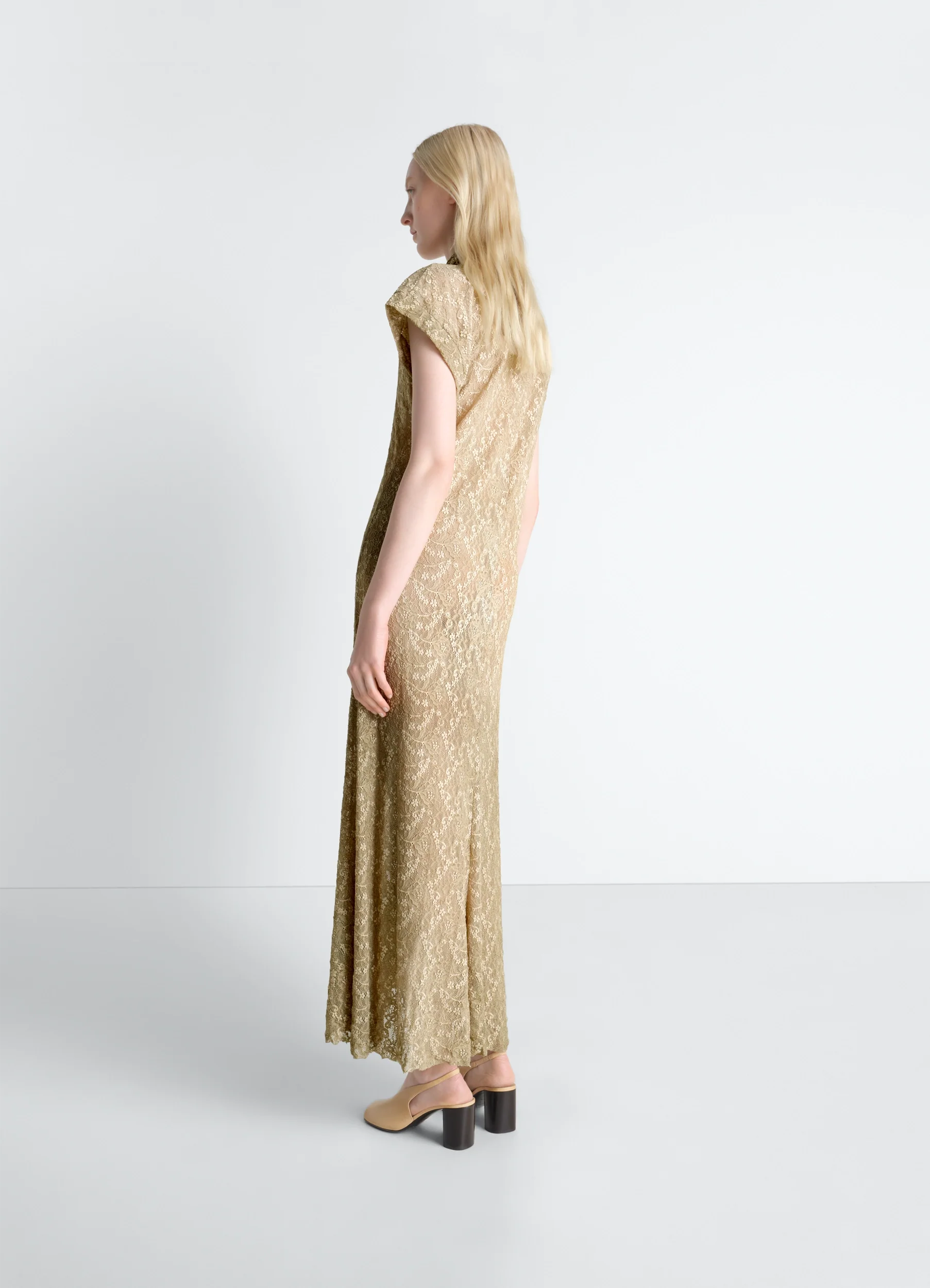 LONG FOULARD DRESS IN LACE - Image 4
