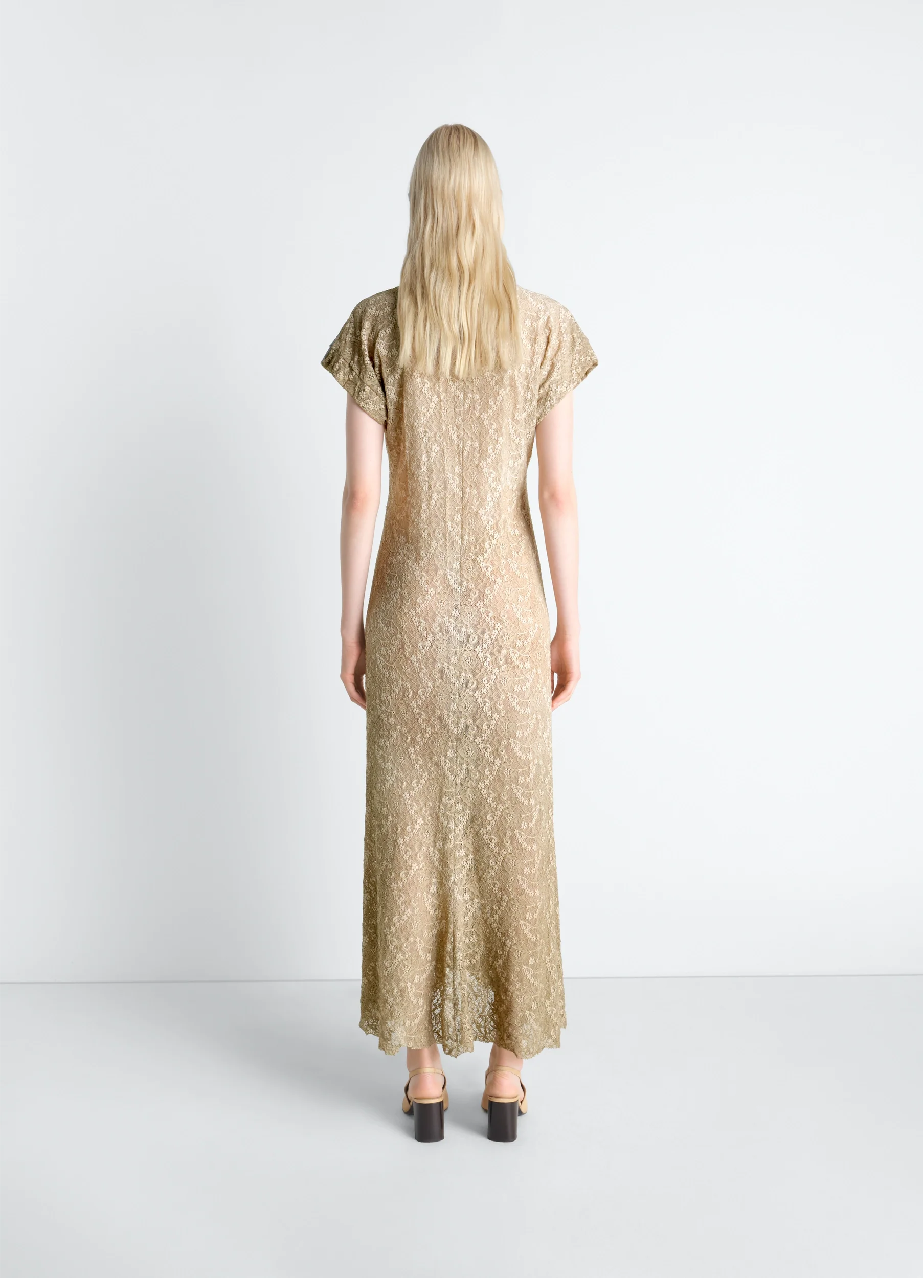 LONG FOULARD DRESS IN LACE - Image 5