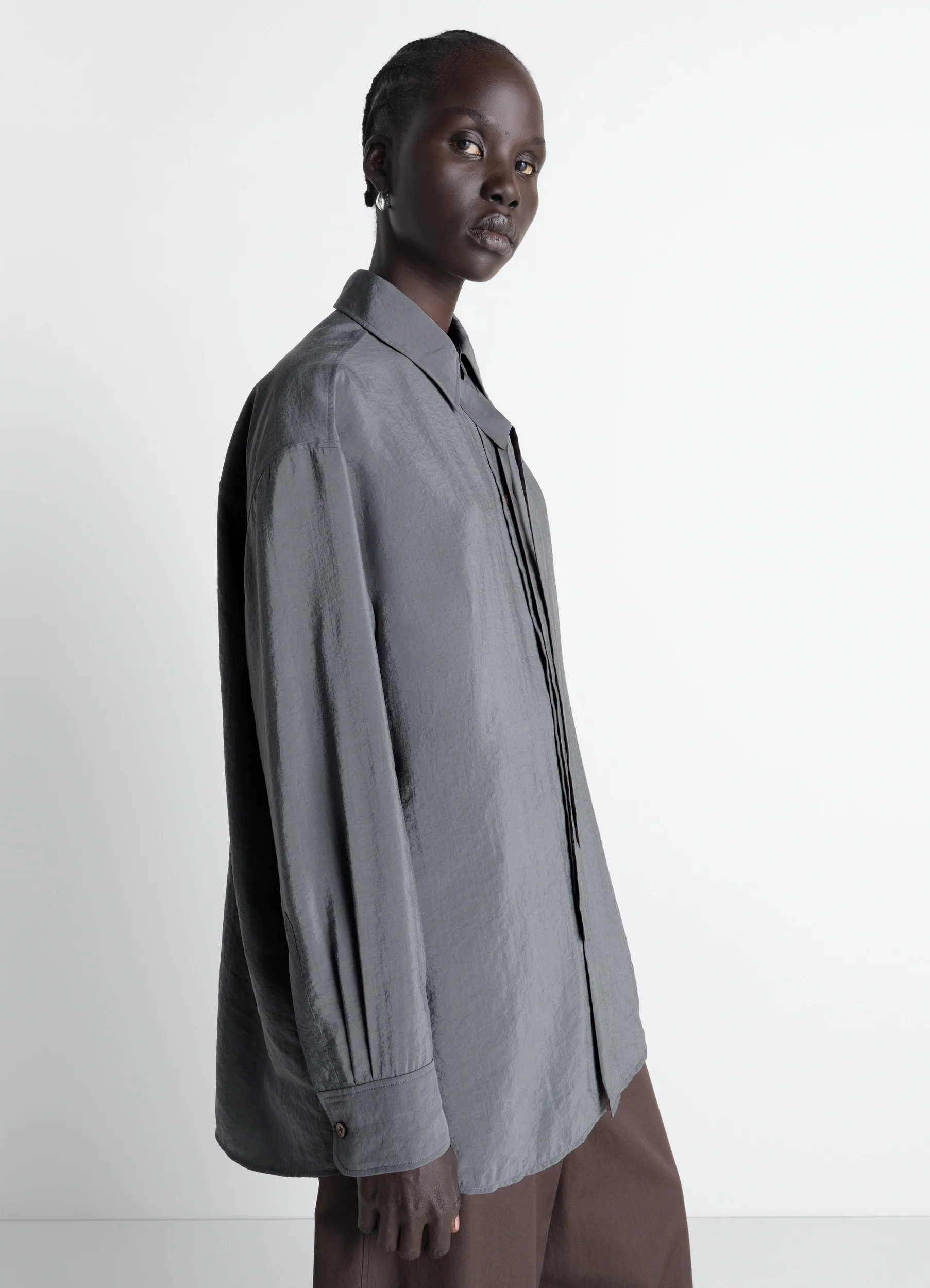 LONG SHIRT WITH TIE IN DRY SILK - Image 4