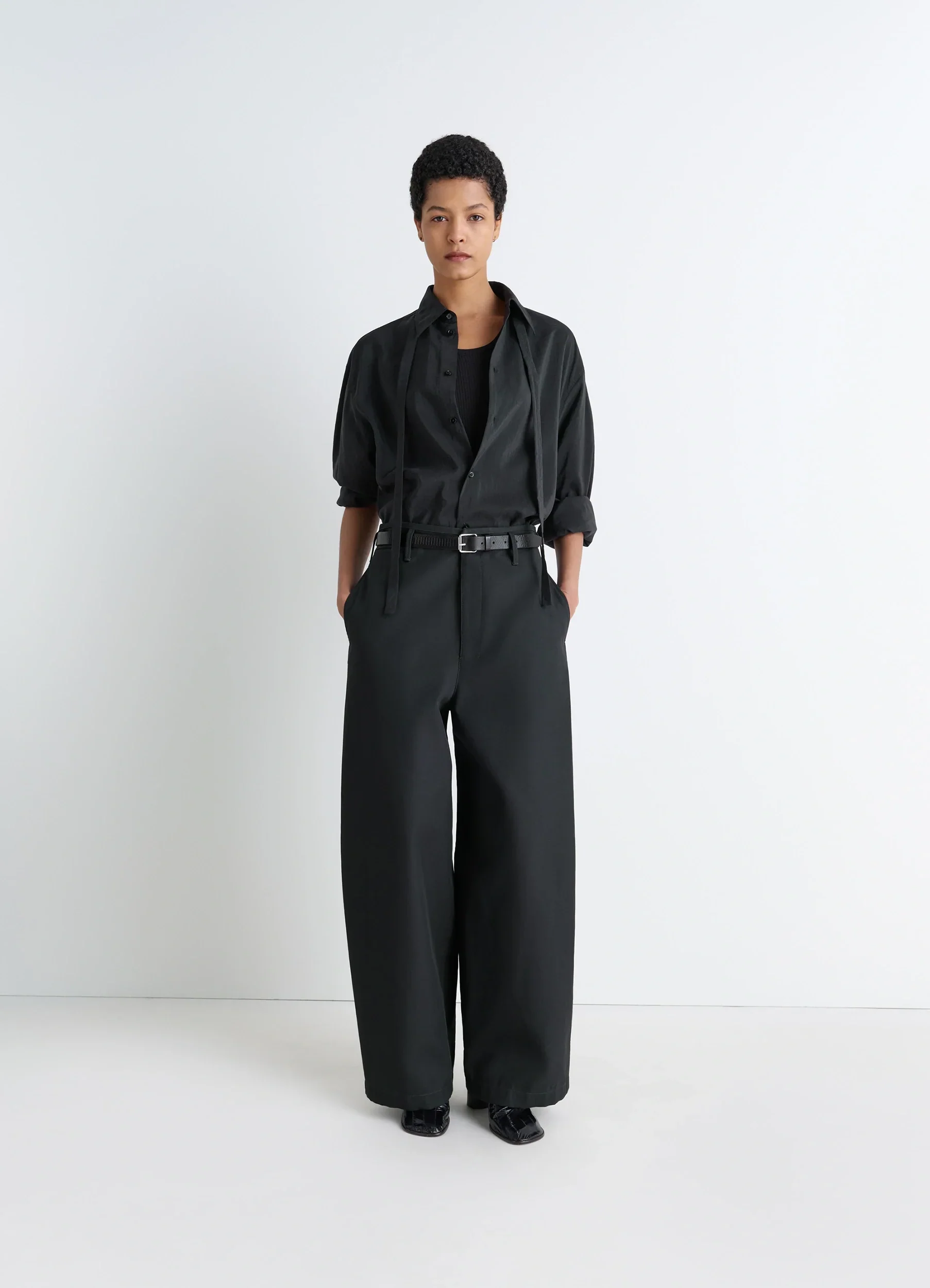 LONG SHIRT WITH TIE IN DRY SILK - Image 2