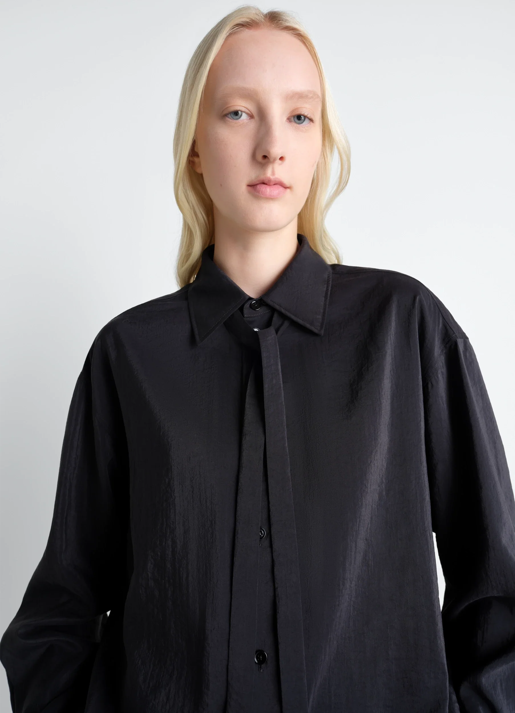 LONG SHIRT WITH TIE IN DRY SILK - Image 3