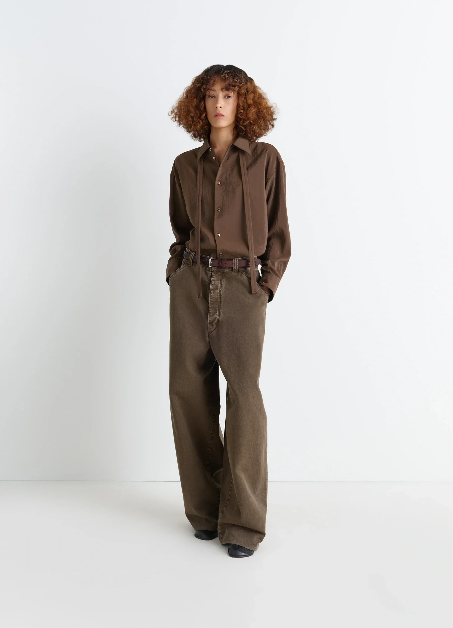 LONG SHIRT WITH TIE IN DRY SILK - Image 2