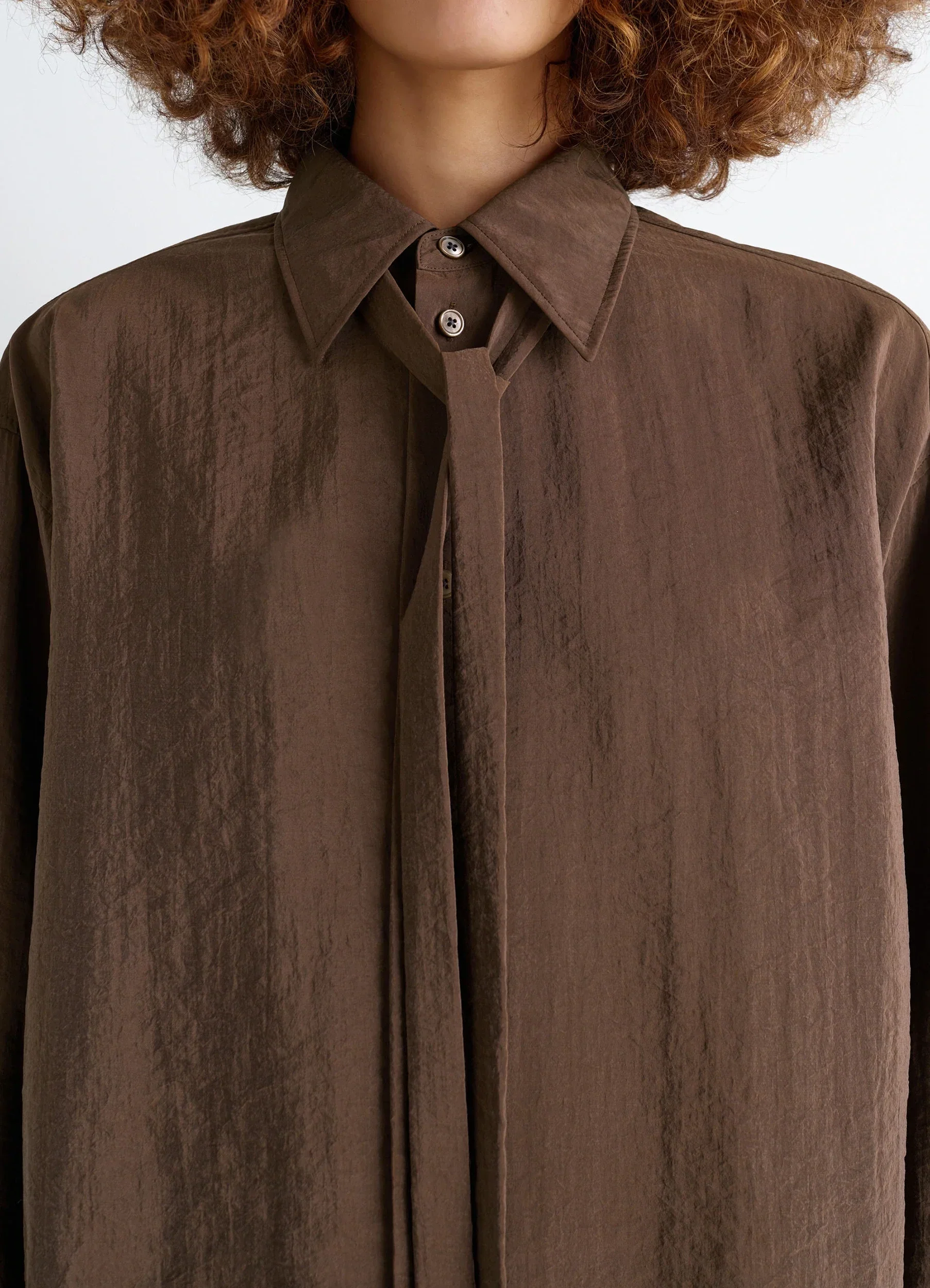 LONG SHIRT WITH TIE IN DRY SILK - Image 4