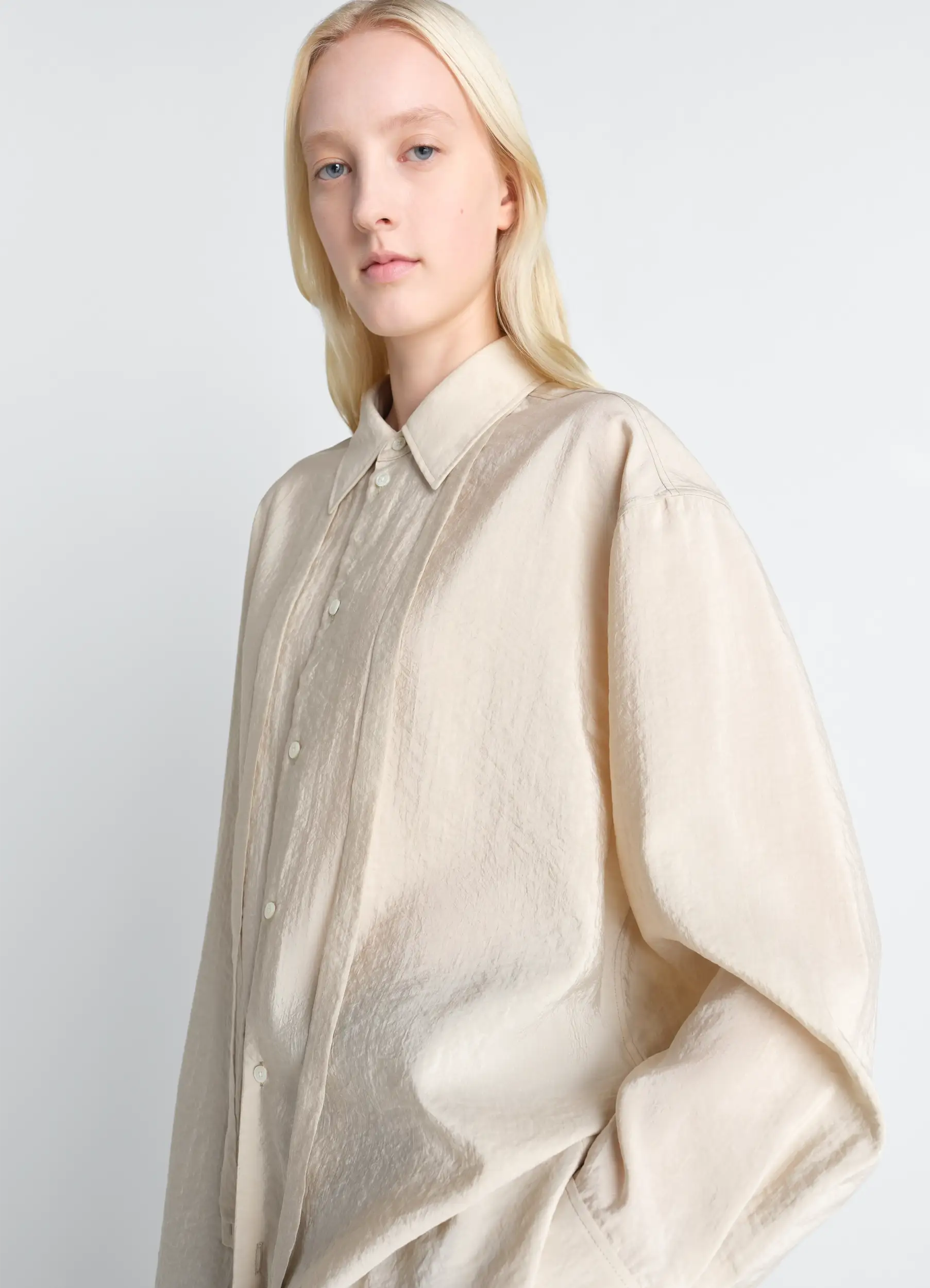 LONG SHIRT WITH TIE IN DRY SILK - Image 3