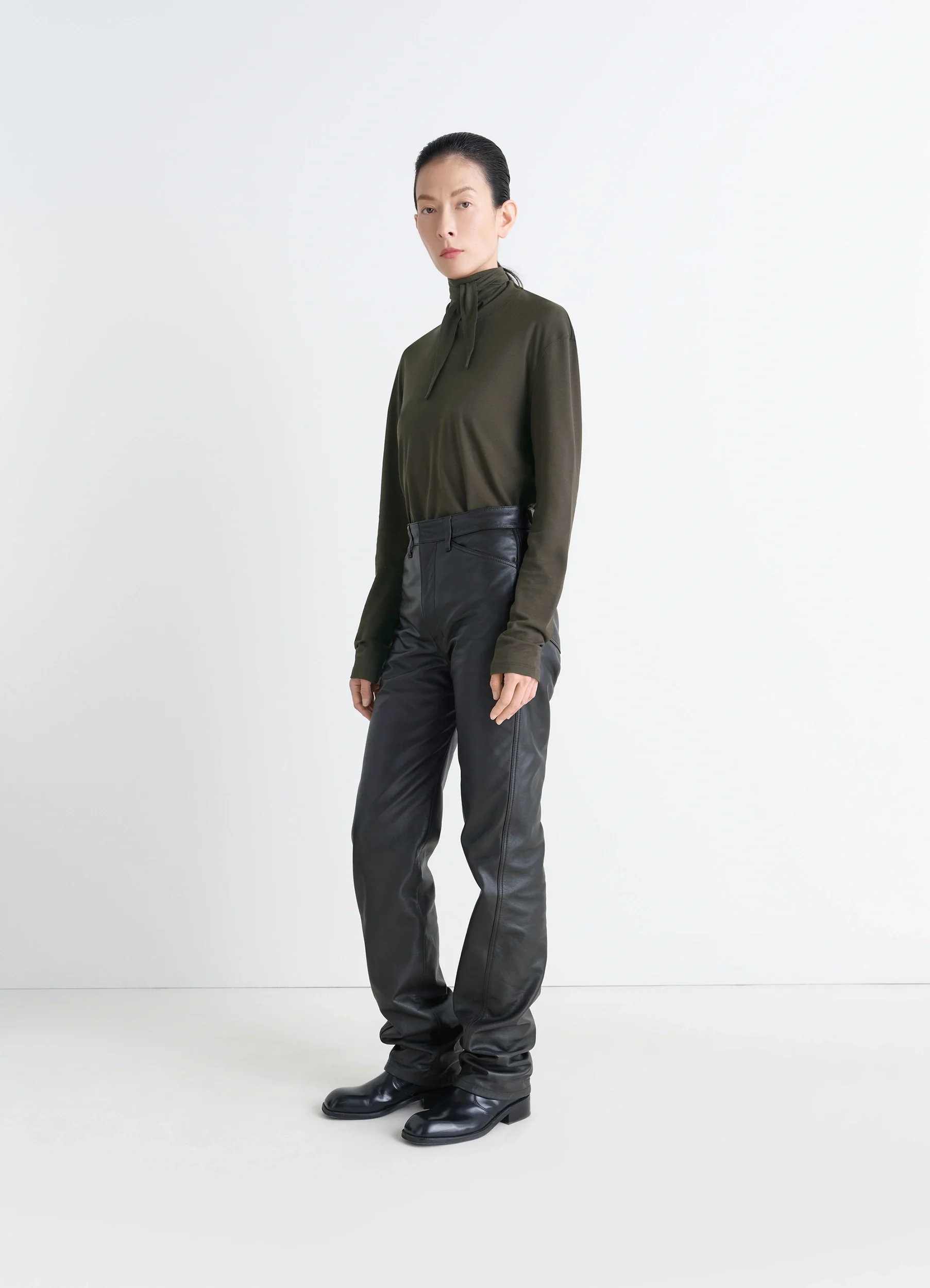 LONG SLEEVE FOULARD TOP IN JERSEY - Image 2