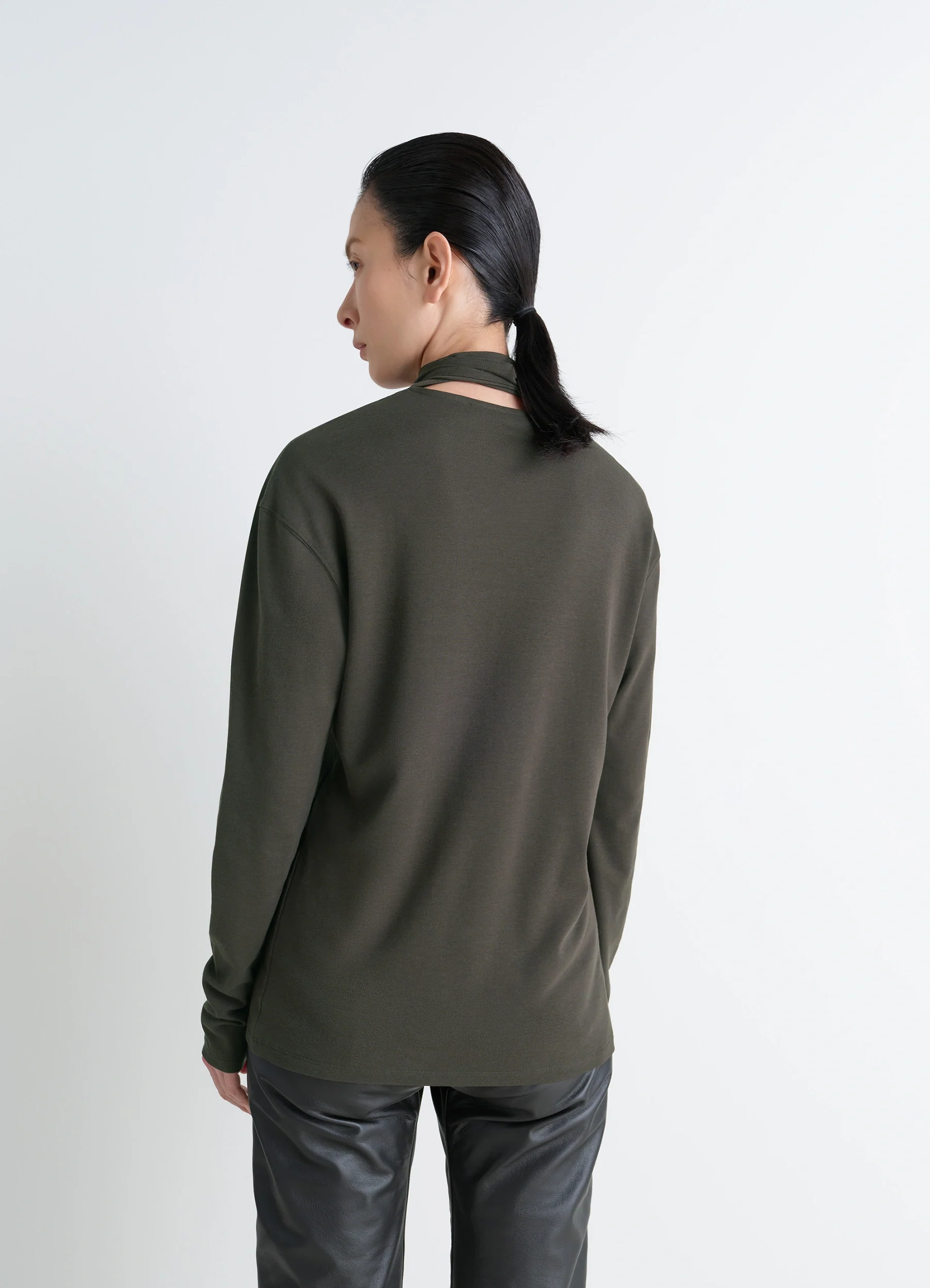 LONG SLEEVE FOULARD TOP IN JERSEY - Image 3