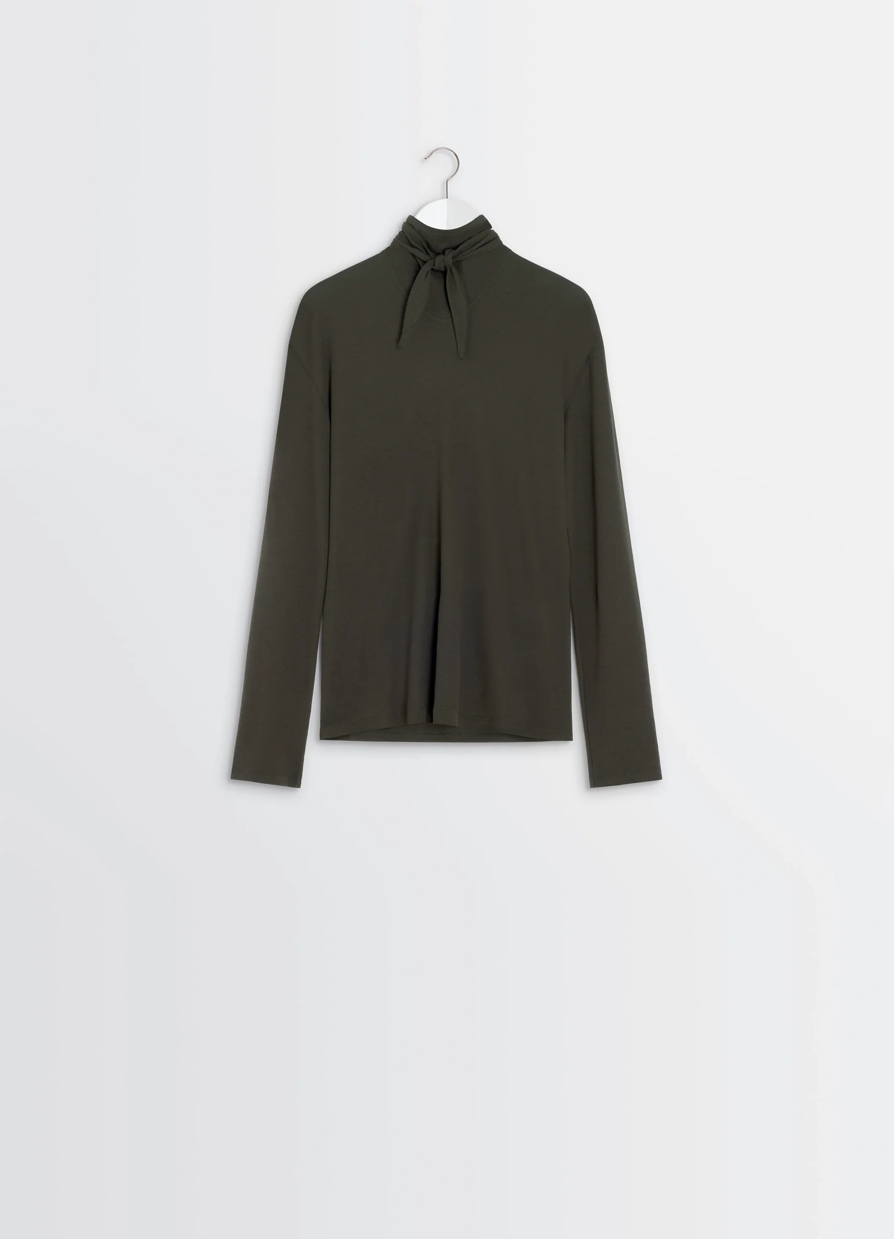 LONG SLEEVE FOULARD TOP IN JERSEY - Image 4