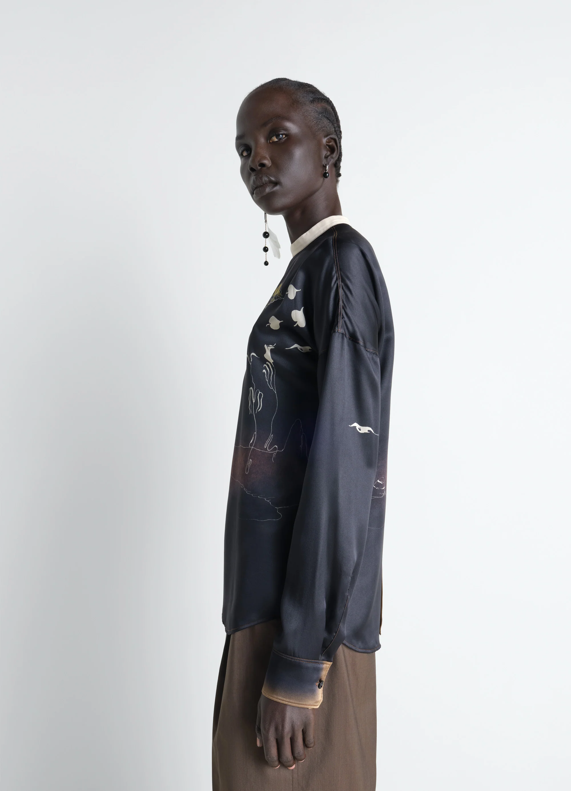 PLASTRON TOP IN LANDSCAPE PRINTED SILK - Image 3