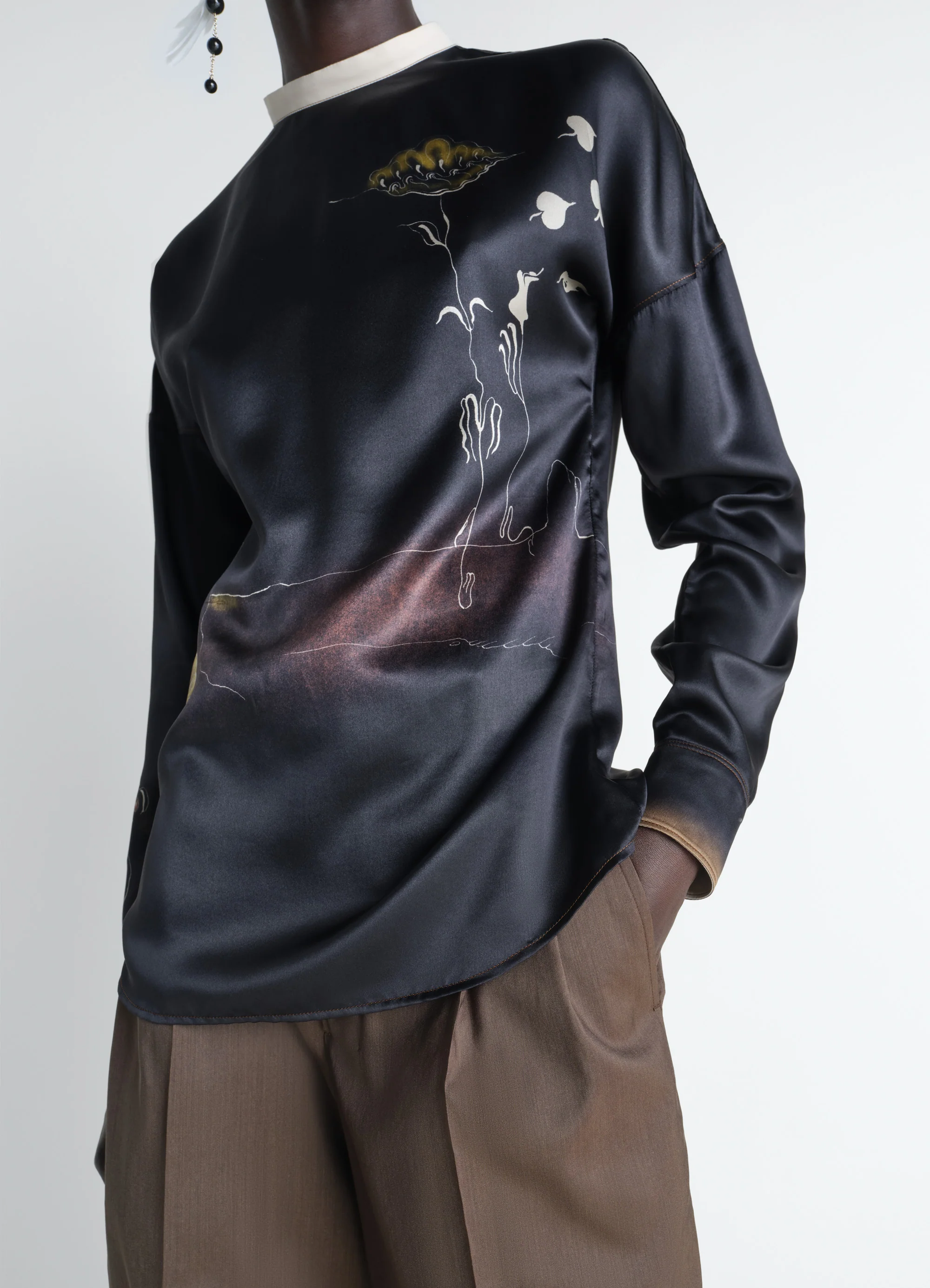 PLASTRON TOP IN LANDSCAPE PRINTED SILK - Image 4