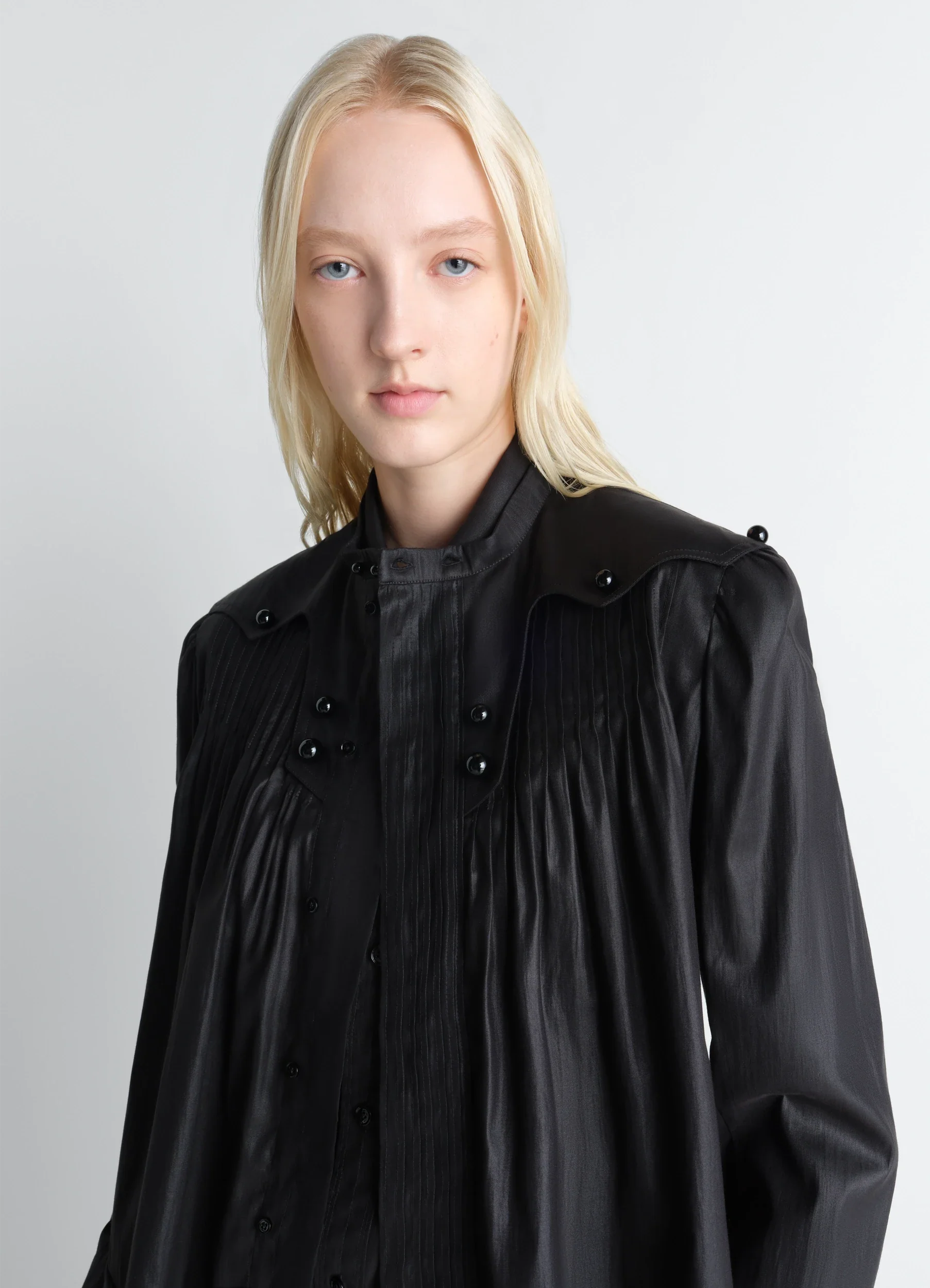 PLEATED BLOUSE IN CHINTZED TOILE - Image 4