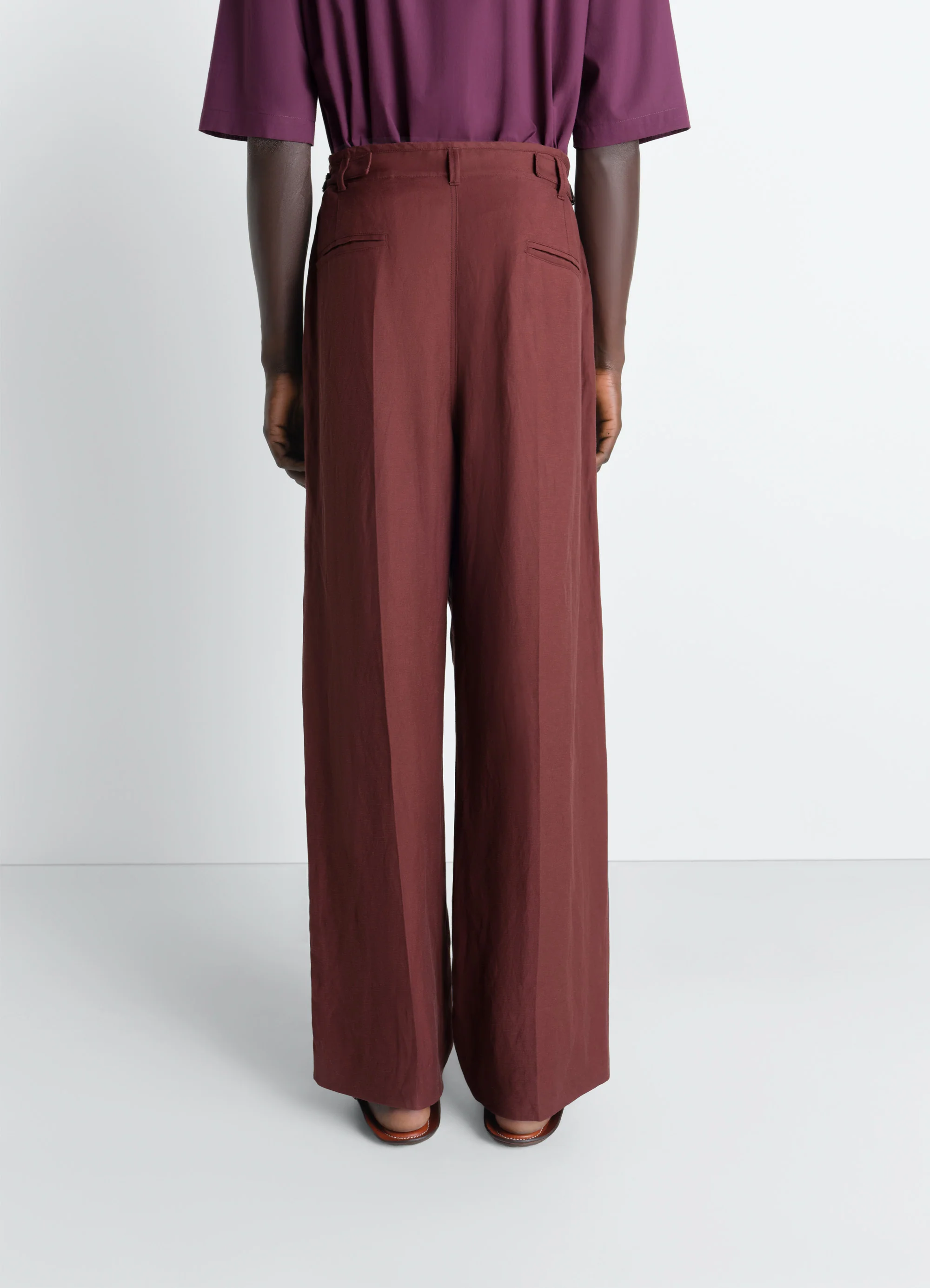 PLEATED TAILORED PANTS IN VISCOSE LINEN GABARDINE - Image 4