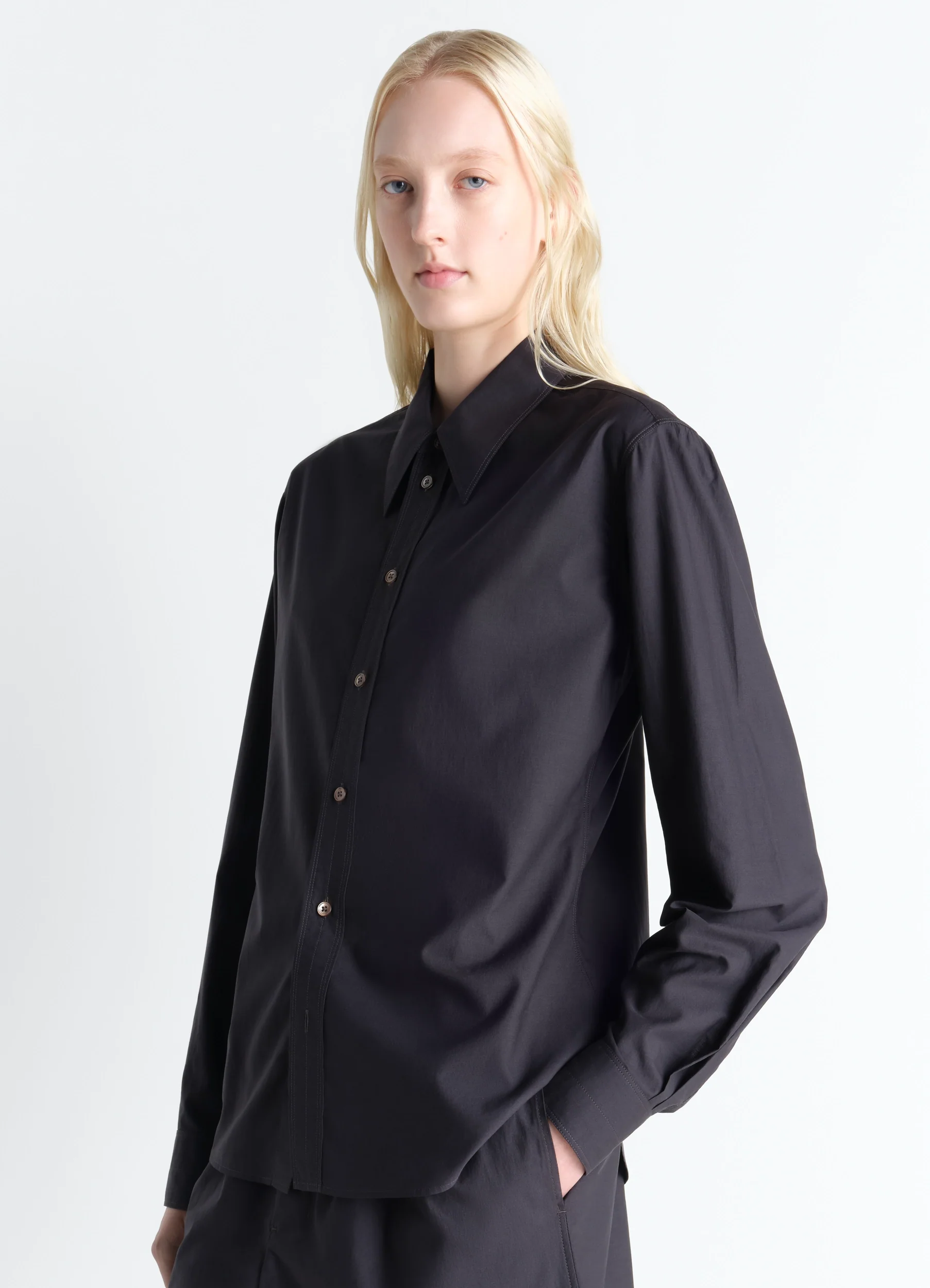 POINTED COLLAR SHIRT IN WASHED COTTON SILK - Image 3