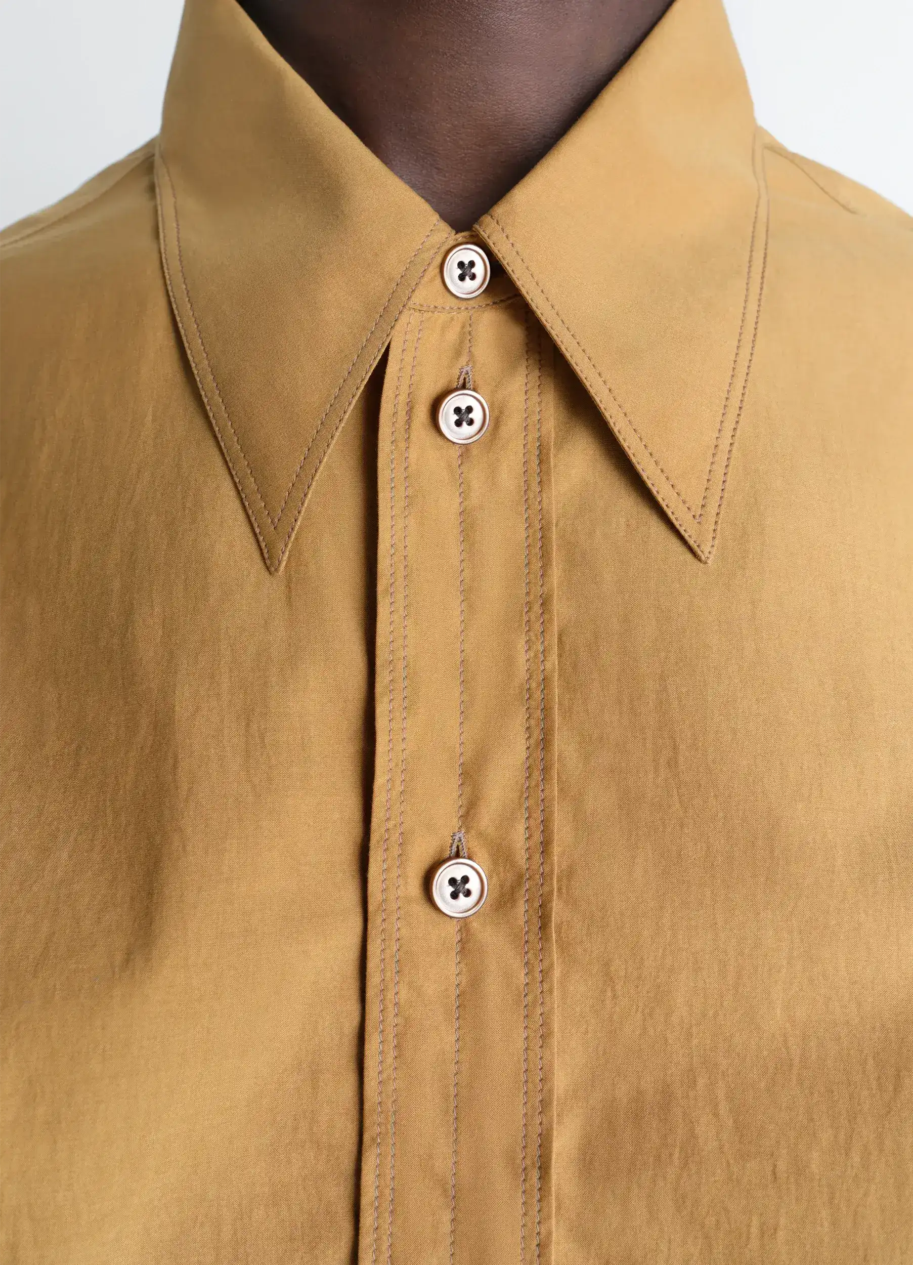 POINTED COLLAR SHIRT IN WASHED COTTON SILK - Image 4