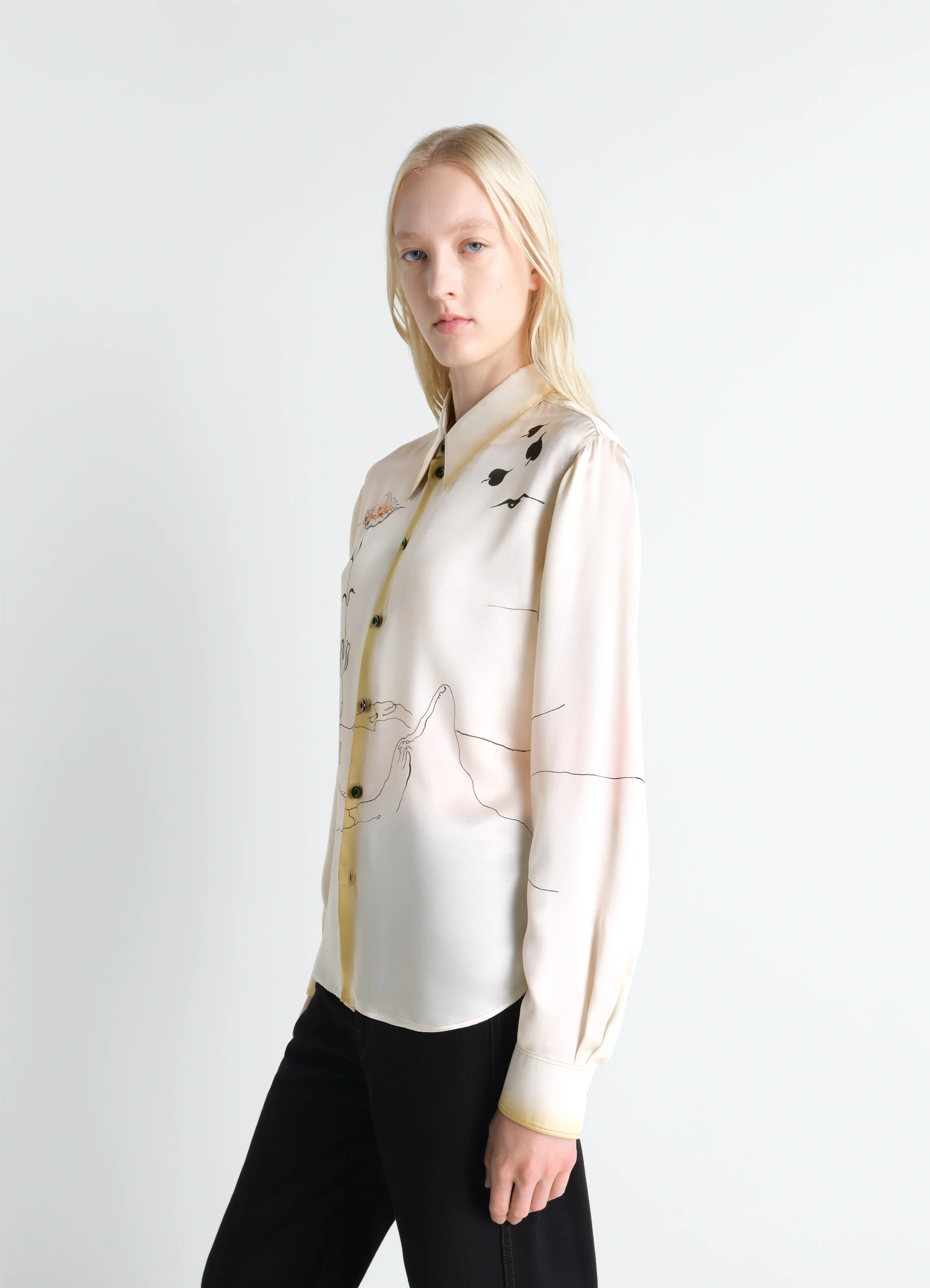 POINTED COLLAR SHIRT IN LANDSCAPE PRINTED SILK - Image 3