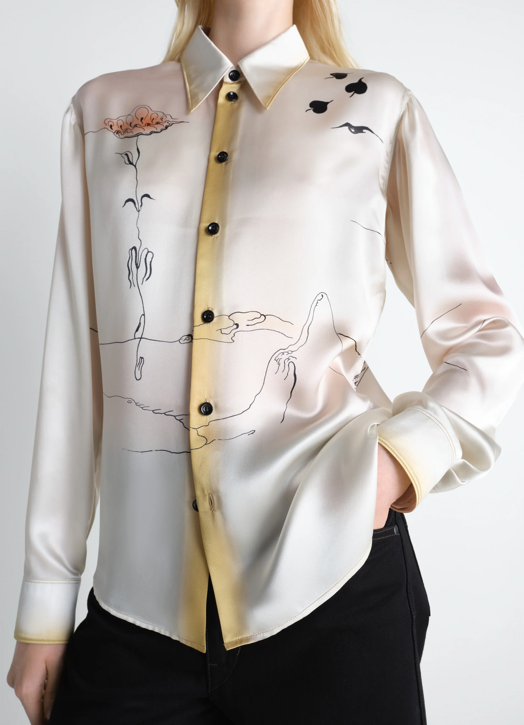 POINTED COLLAR SHIRT IN LANDSCAPE PRINTED SILK - Image 4