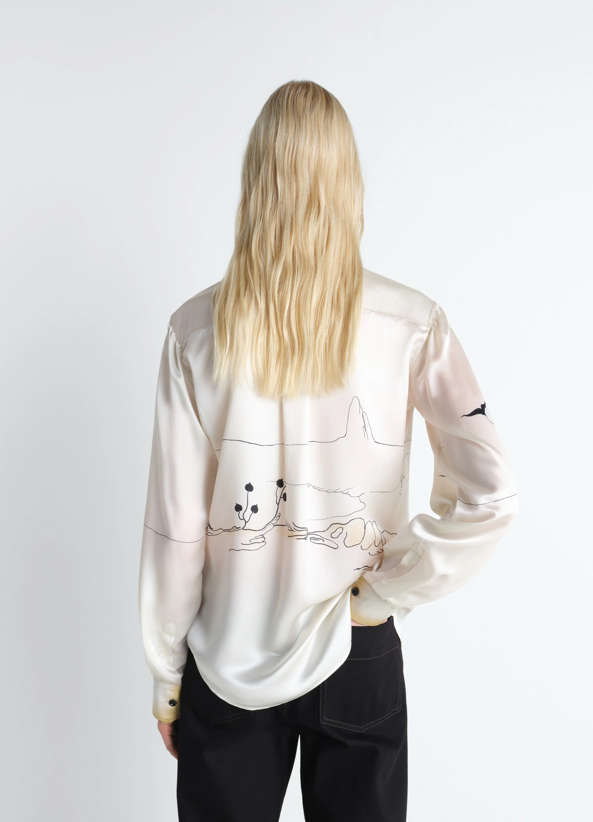 POINTED COLLAR SHIRT IN LANDSCAPE PRINTED SILK - Image 5