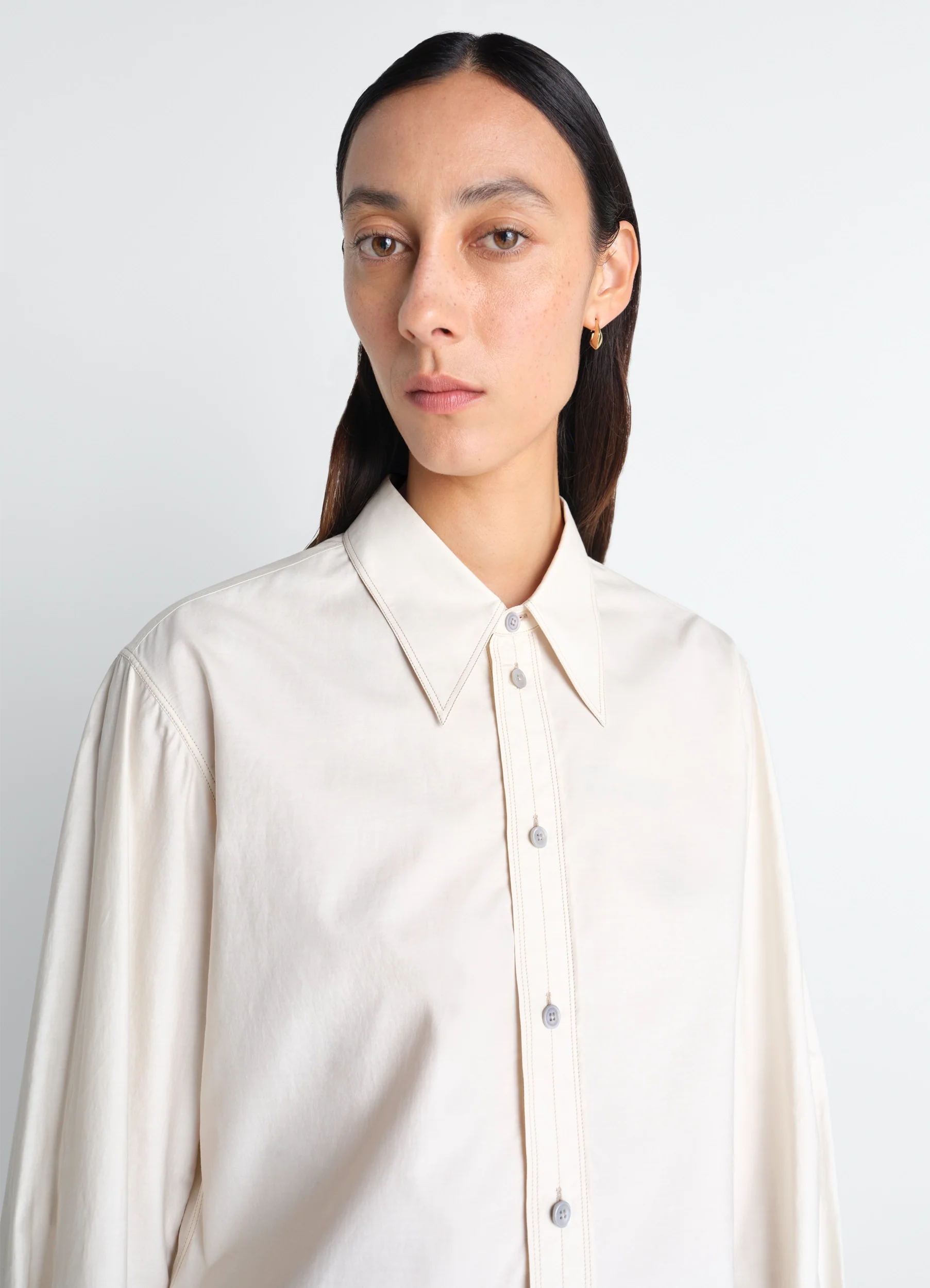 POINTED COLLAR SHIRT IN WASHED COTTON SILK - Image 2