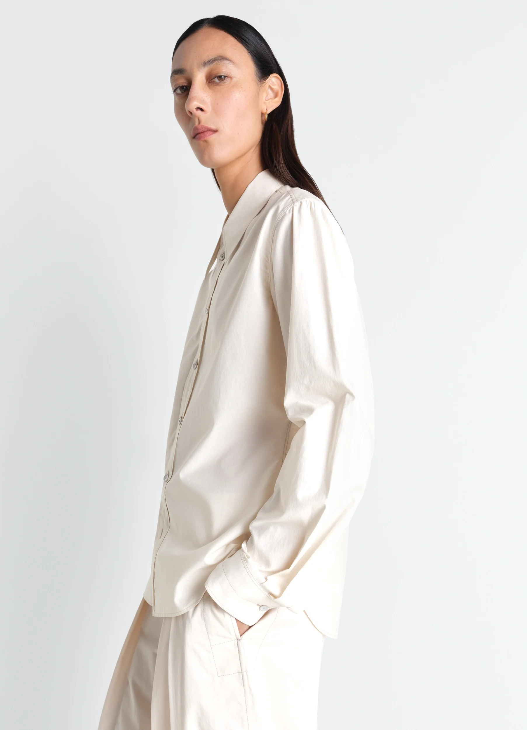 POINTED COLLAR SHIRT IN WASHED COTTON SILK - Image 3