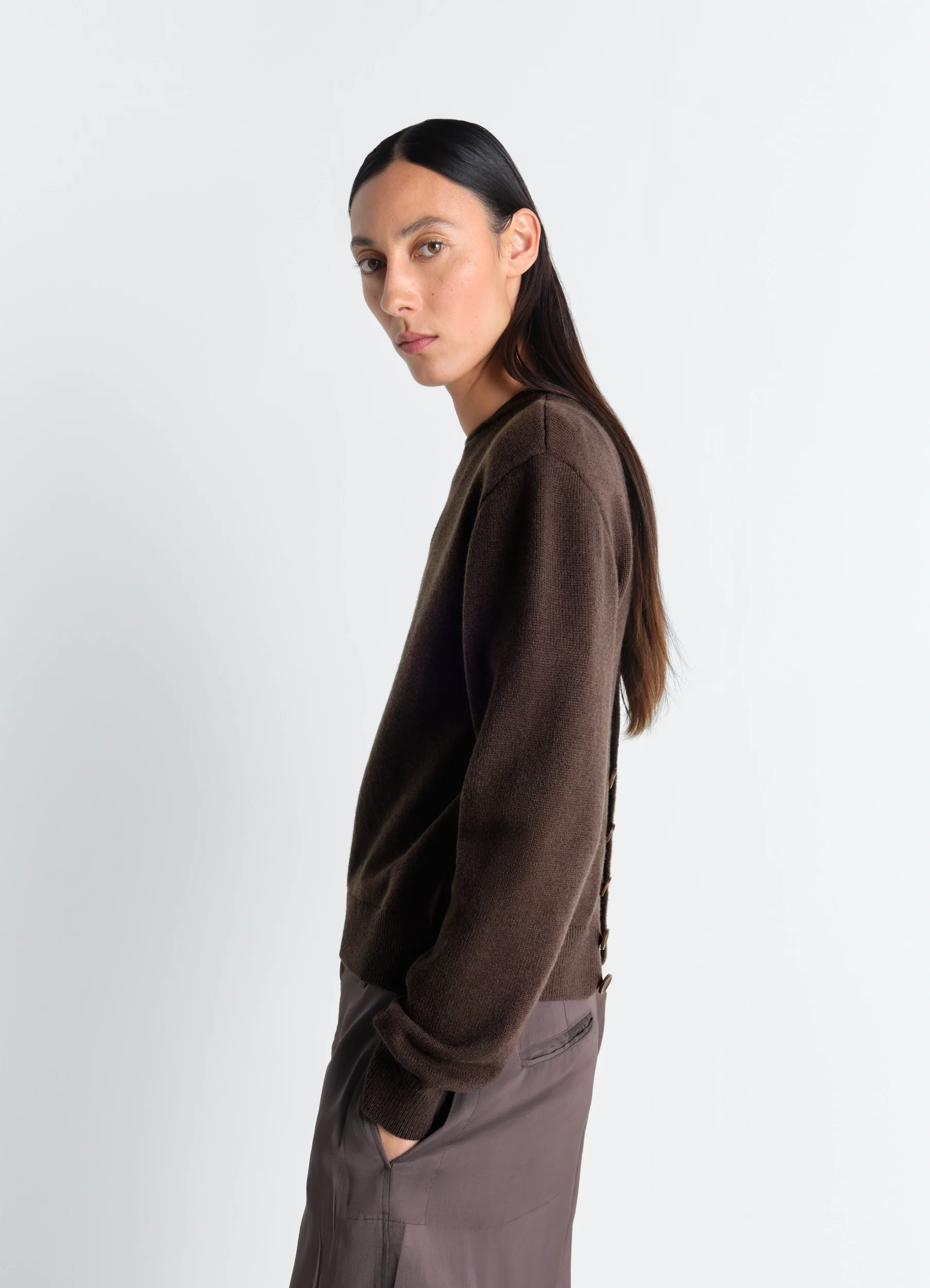 REVERSIBLE BUTTONED SWEATER IN CASHMERE WOOL - Image 3