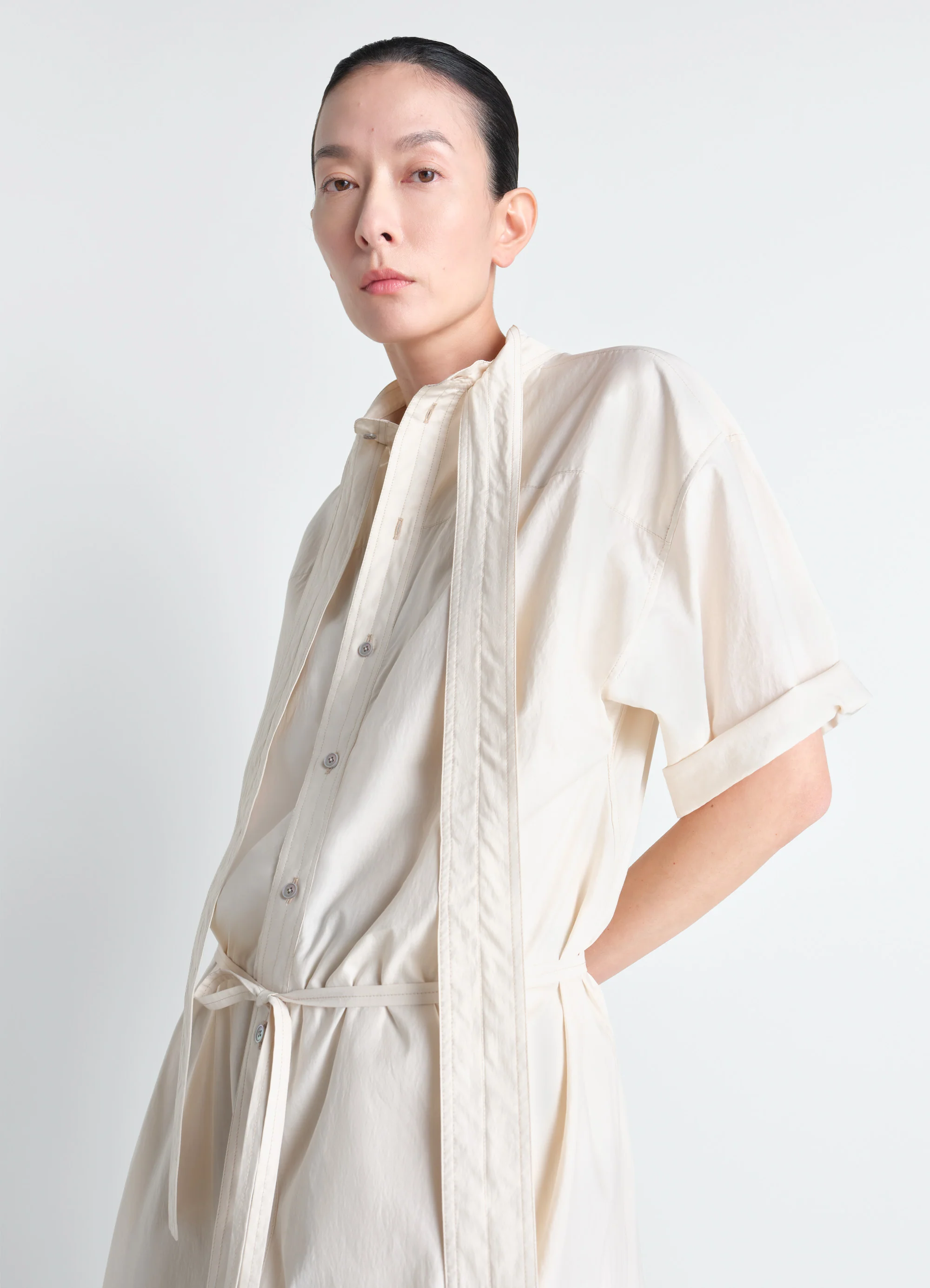 REVERSIBLE TUBE DRESS IN WASHED COTTON SILK - Image 2