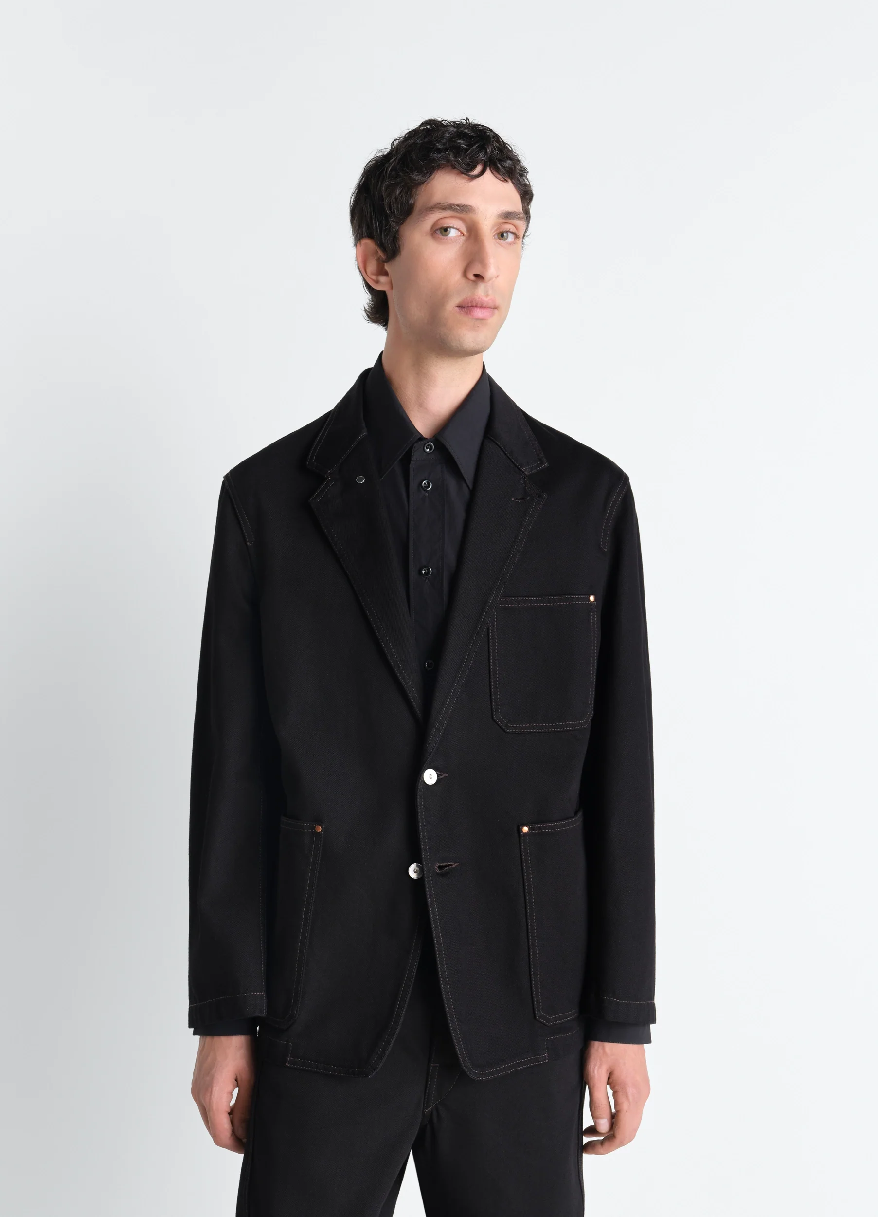 SINGLE BREASTED TAILORED JACKET IN DENIM - Image 3