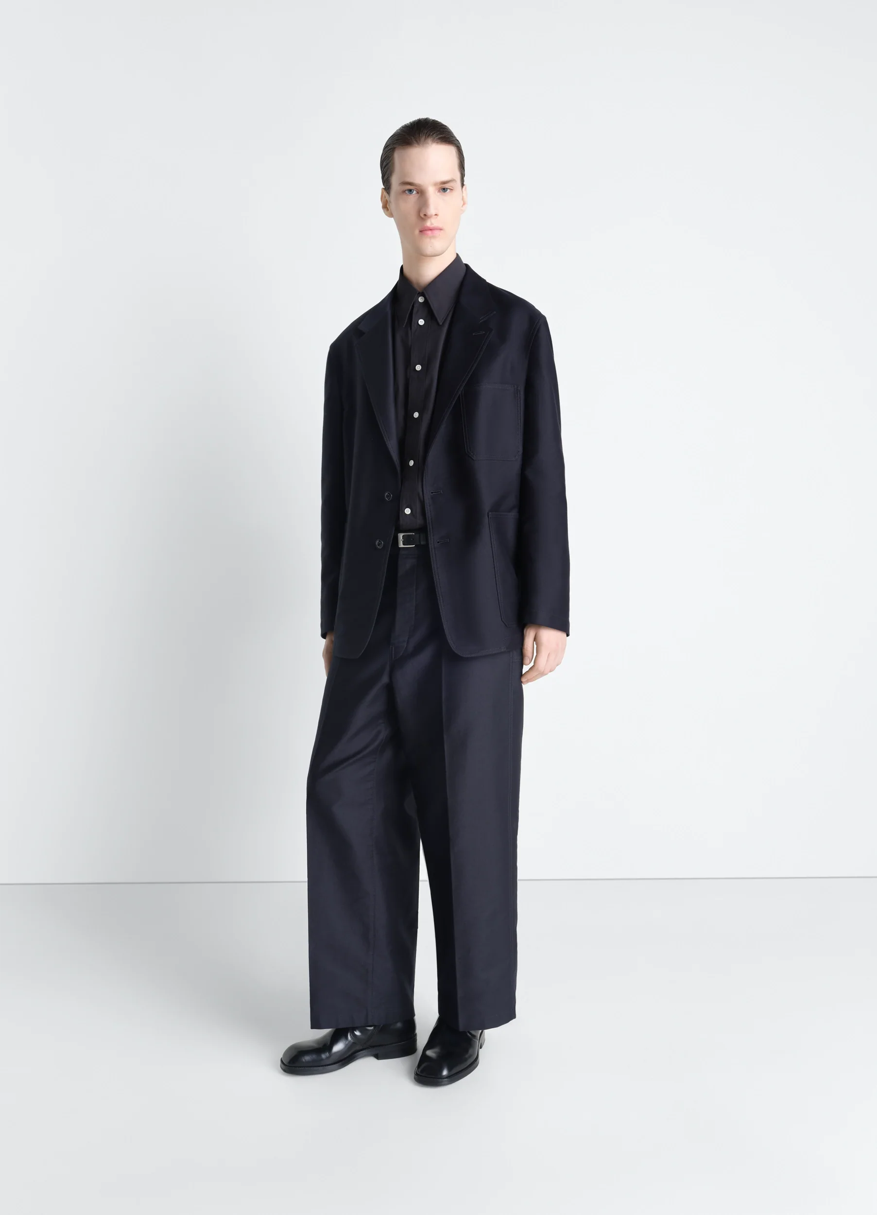 SINGLE BREASTED WORKWEAR JACKET IN COTTON SATIN - Image 2