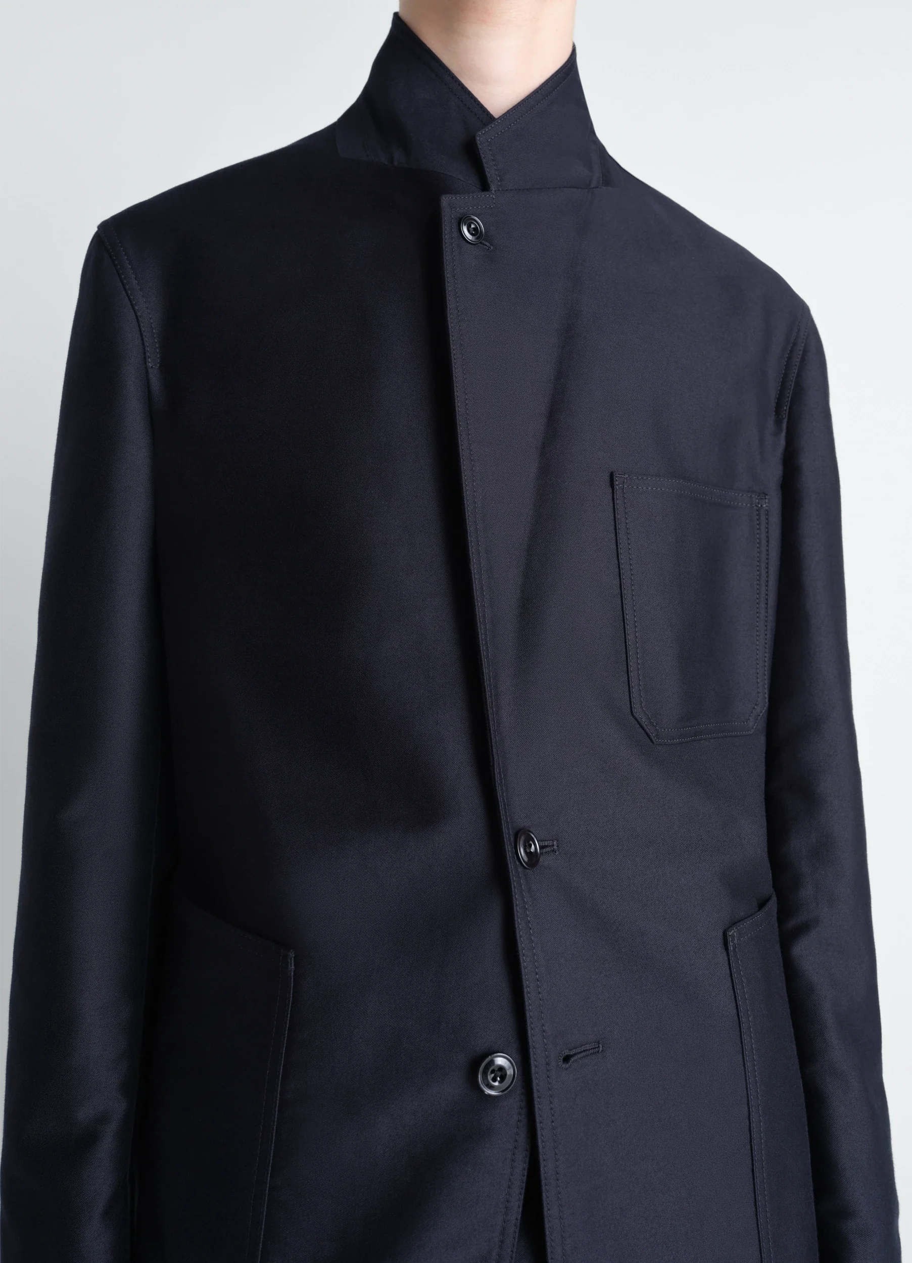 SINGLE BREASTED WORKWEAR JACKET IN COTTON SATIN - Image 3