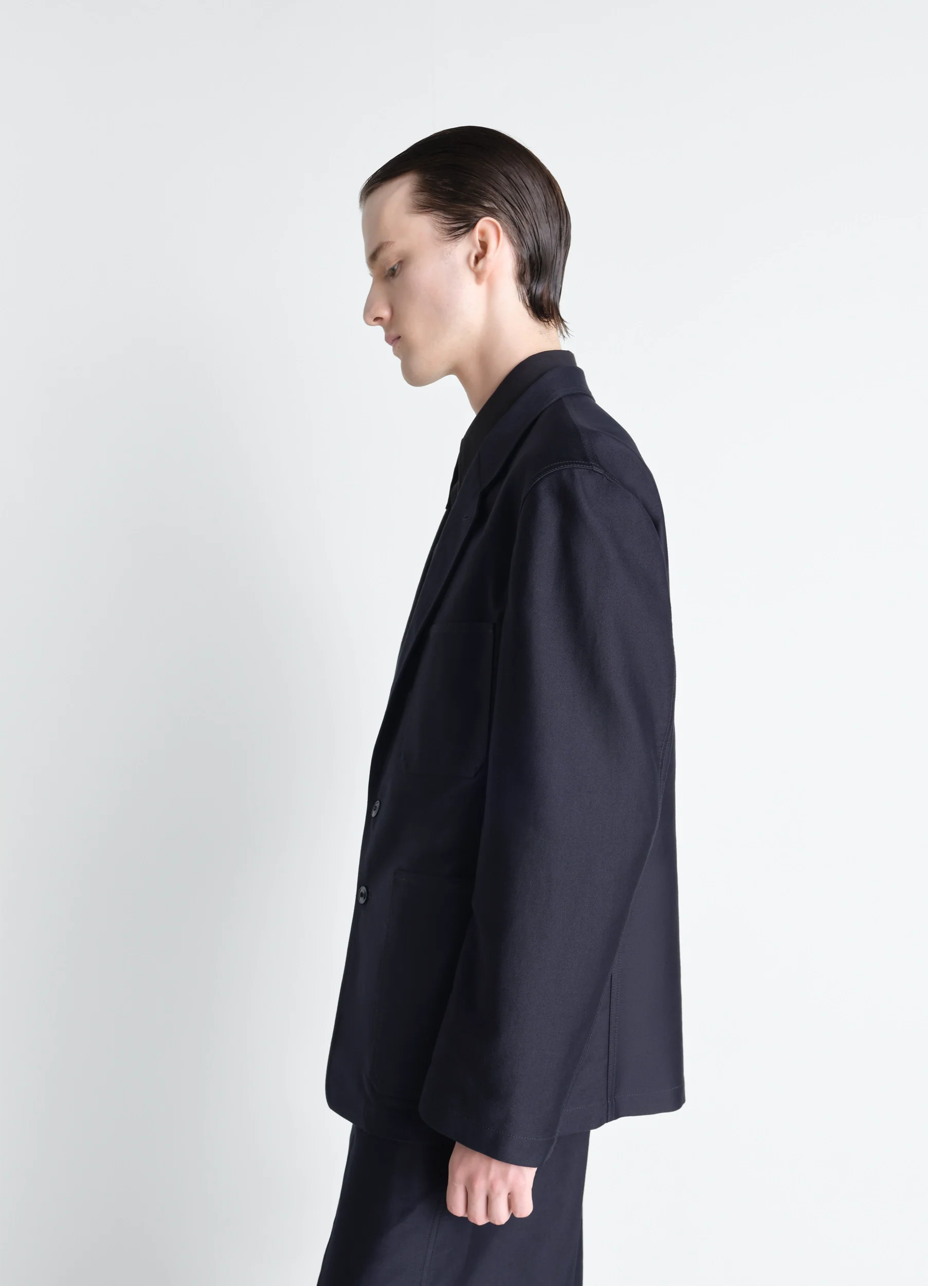SINGLE BREASTED WORKWEAR JACKET IN COTTON SATIN - Image 4