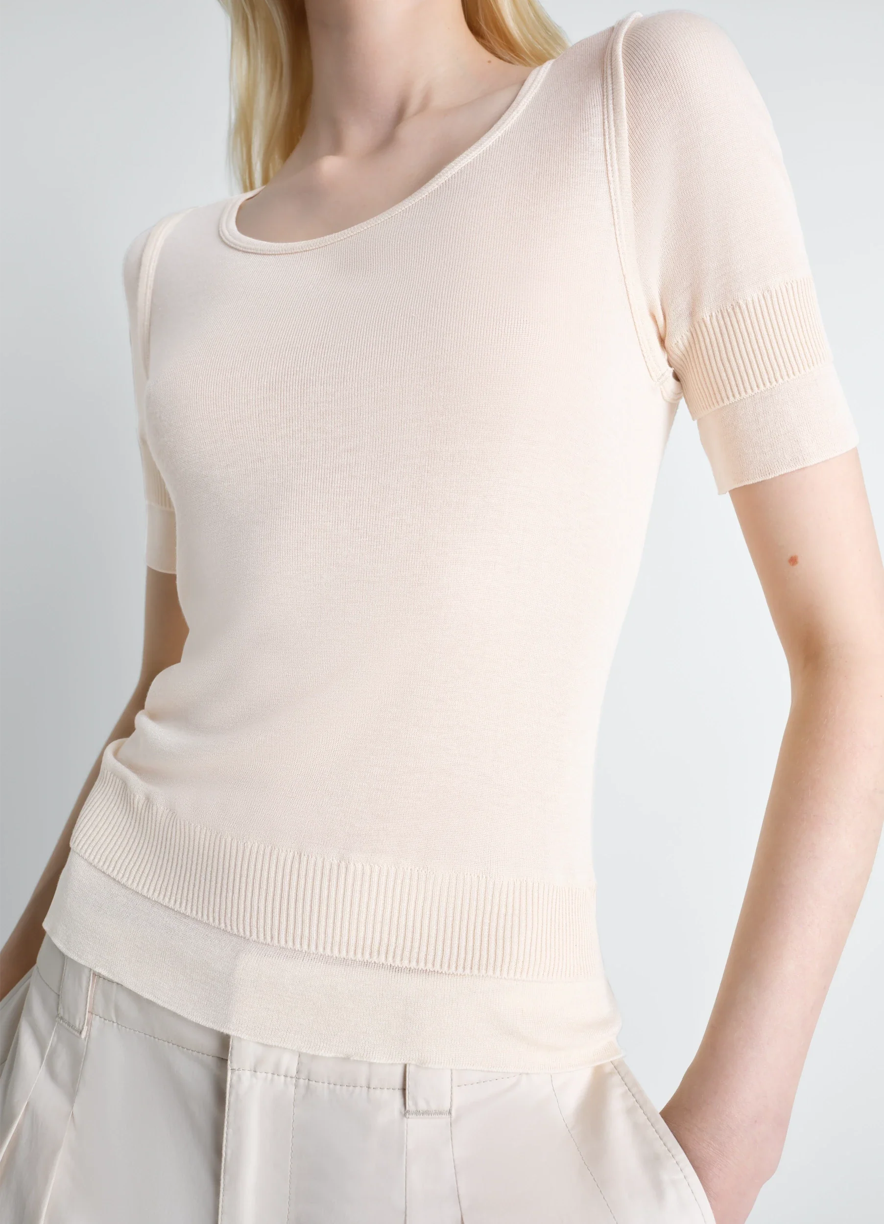 SEAMLESS TROMPE L'OEIL TOP IN VISCOSE SILK - Image 3