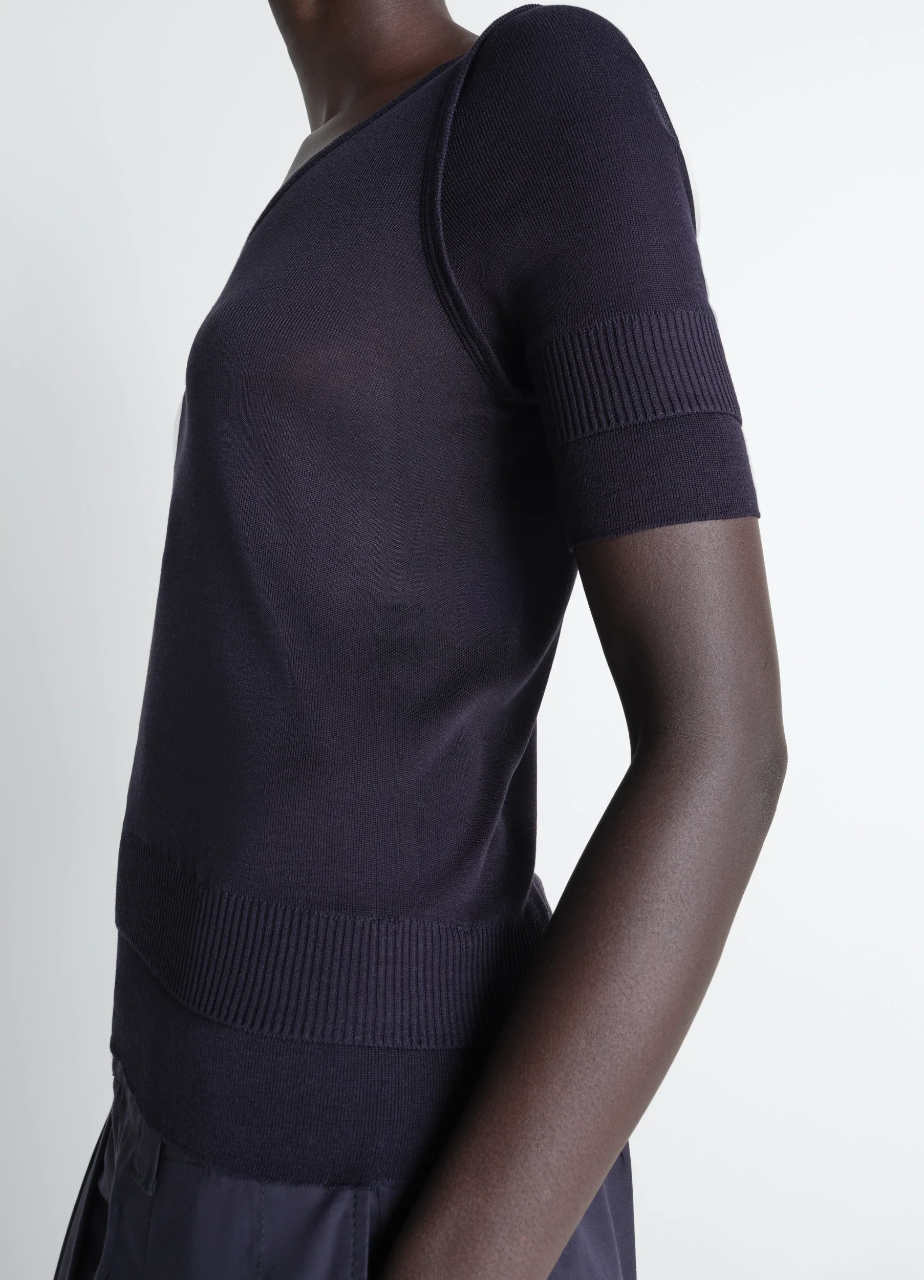 SEAMLESS TROMPE L'OEIL TOP IN VISCOSE SILK - Image 3