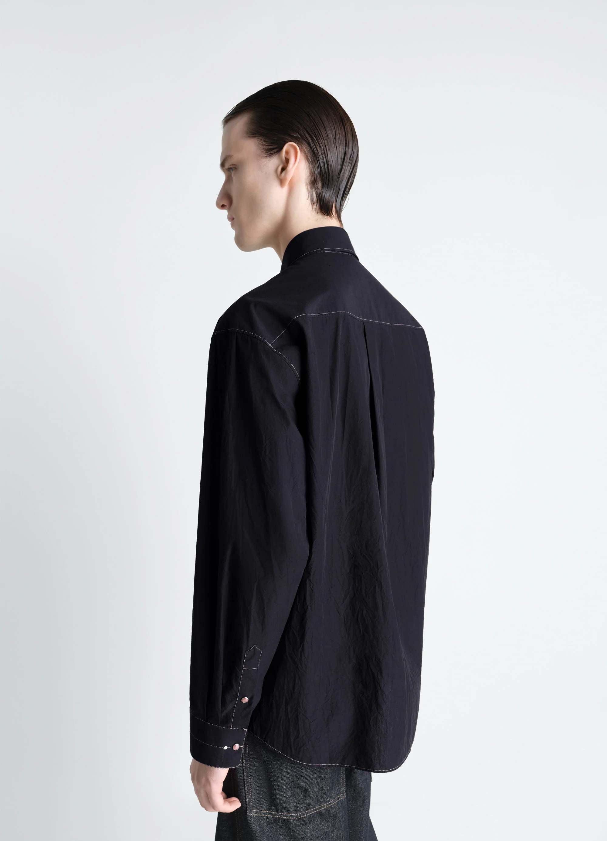 SHIRT WITH STUDS IN CREPE COTTON - Image 4