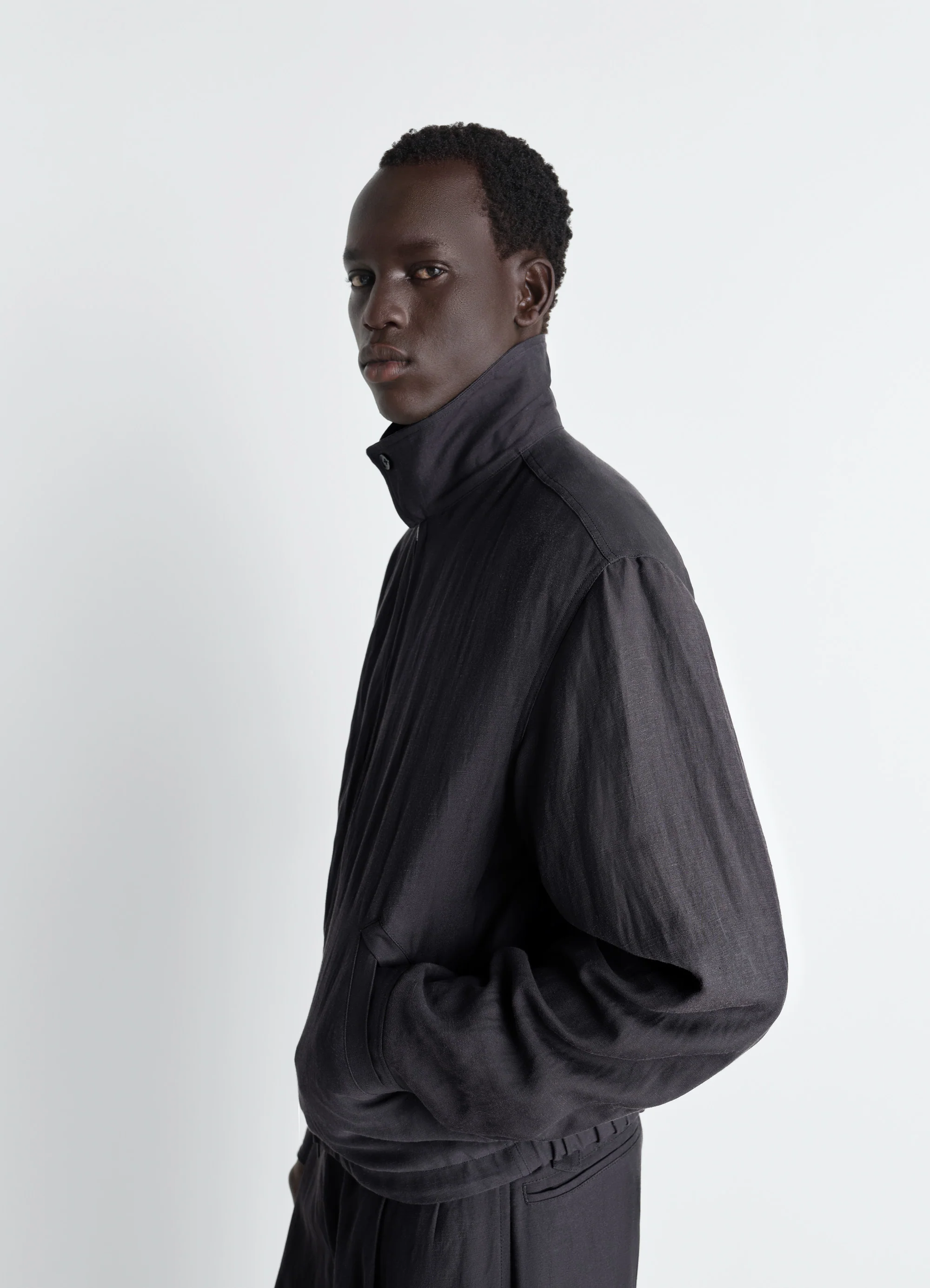 SHORT BLOUSON IN VISCOSE LINEN GABARDINE - Image 3