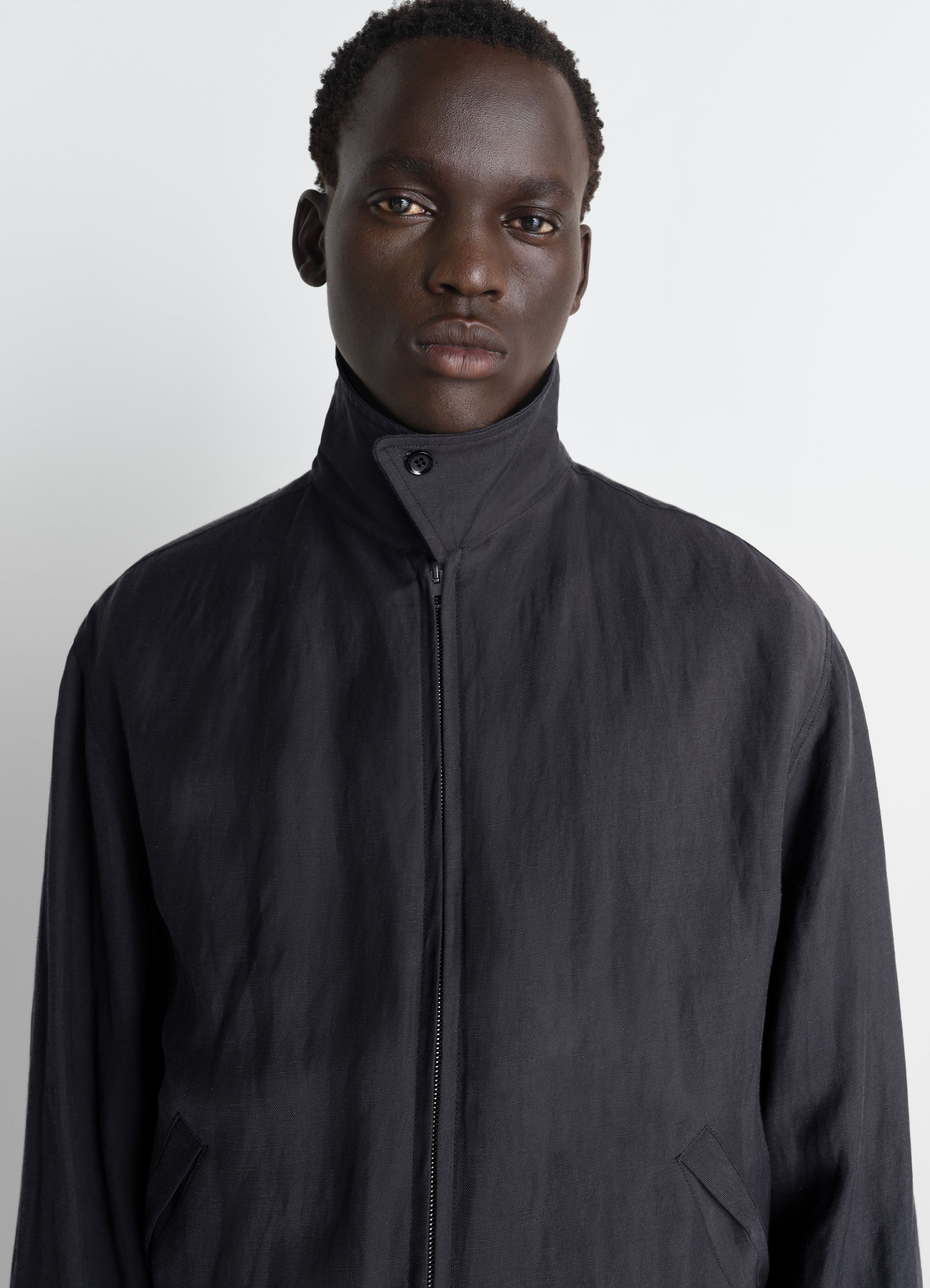 SHORT BLOUSON IN VISCOSE LINEN GABARDINE - Image 4