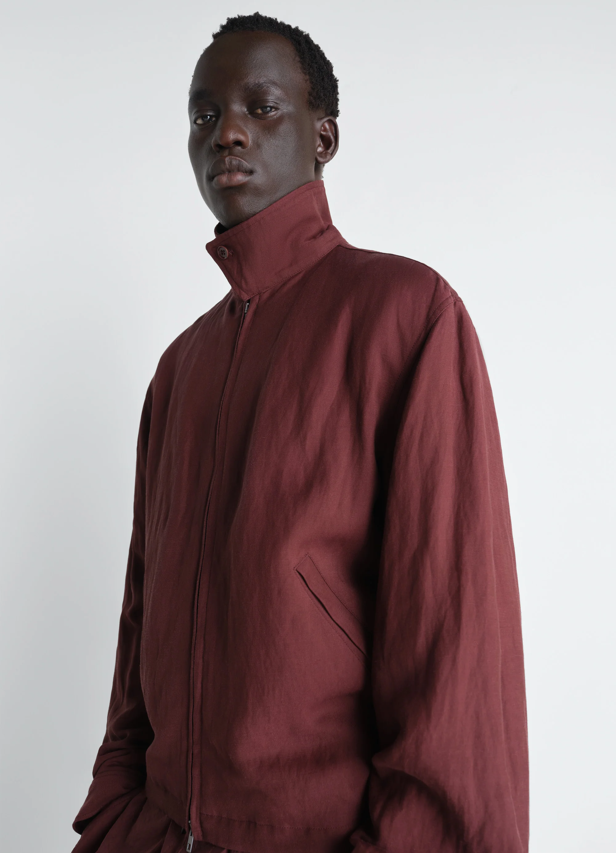 SHORT BLOUSON IN VISCOSE LINEN GABARDINE - Image 4