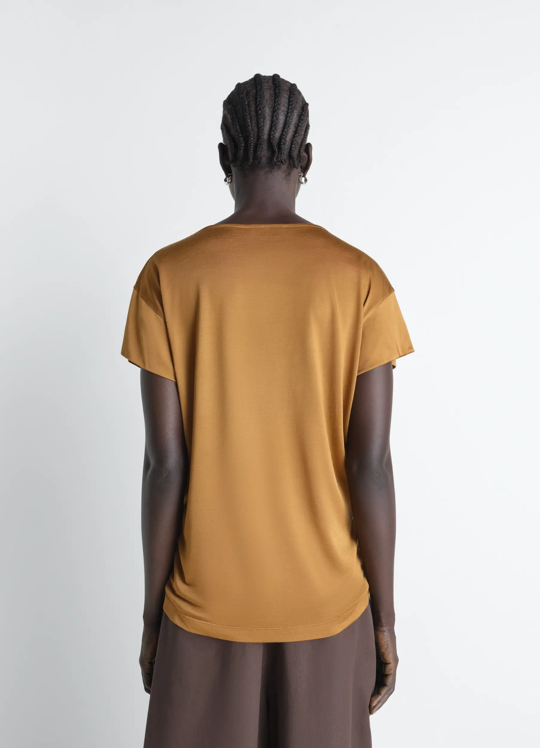 SHORT SLEEVE FOULARD TOP IN VISCOSE COTTON JERSEY - Image 3