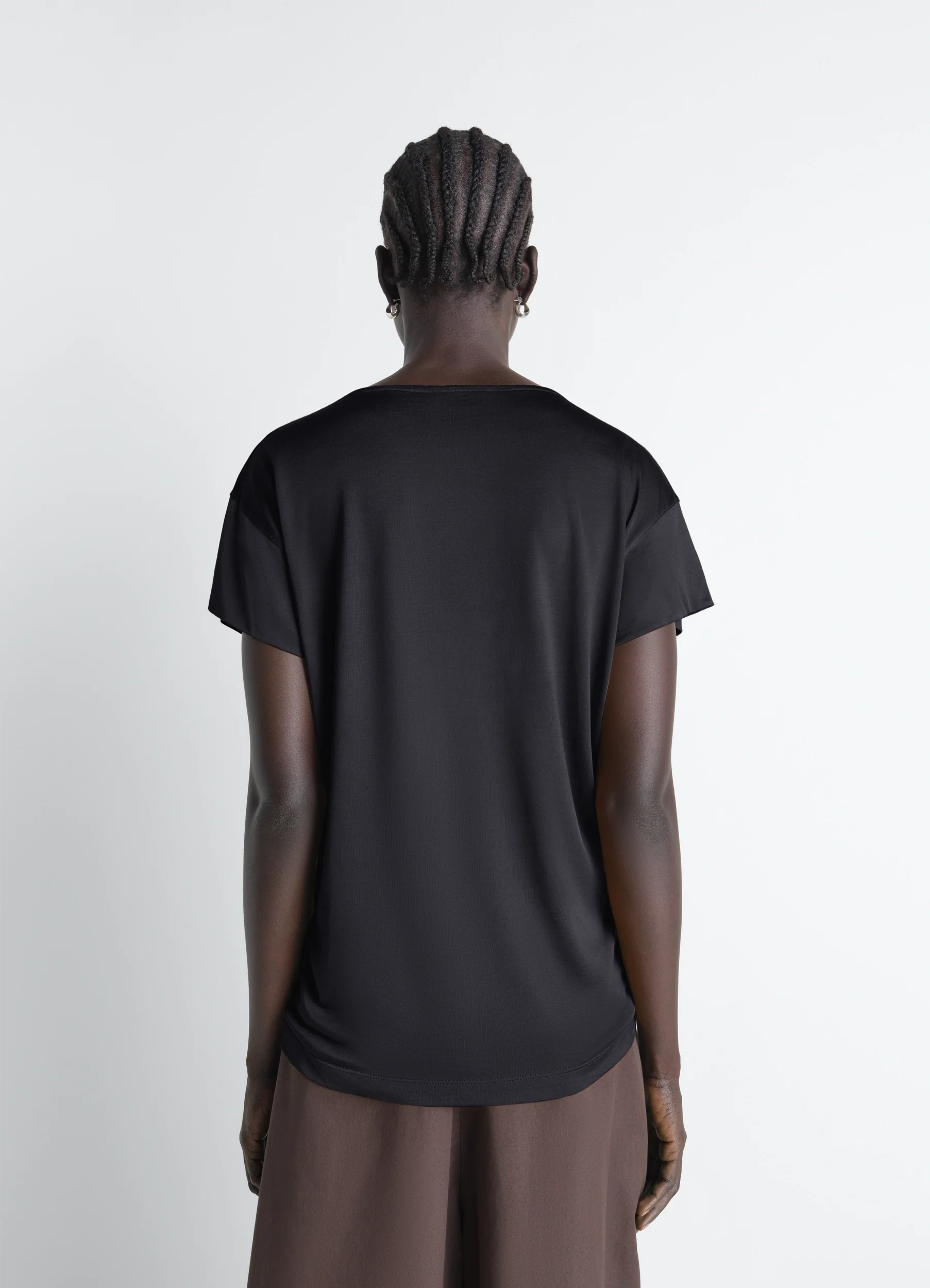 SHORT SLEEVE FOULARD TOP IN VISCOSE COTTON JERSEY - Image 3