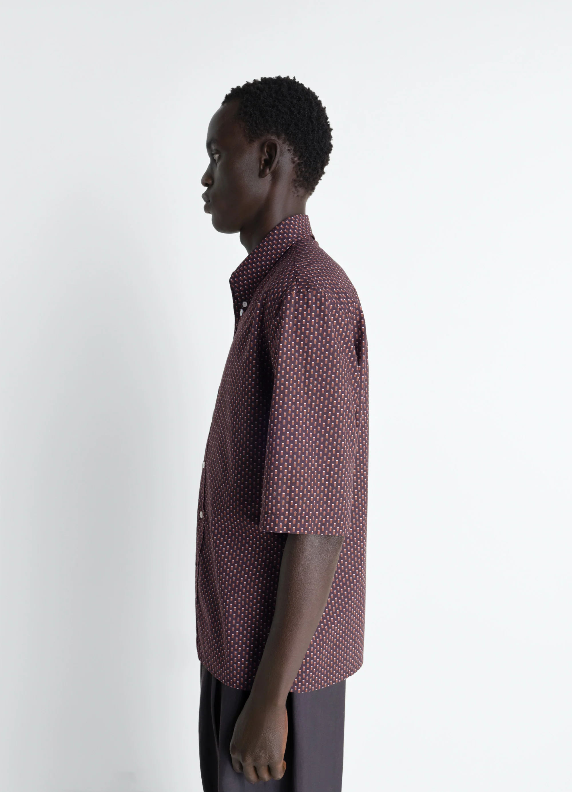 SHORT SLEEVE SHIRT IN GEOMETRIC PRINTED COTTON - Image 3