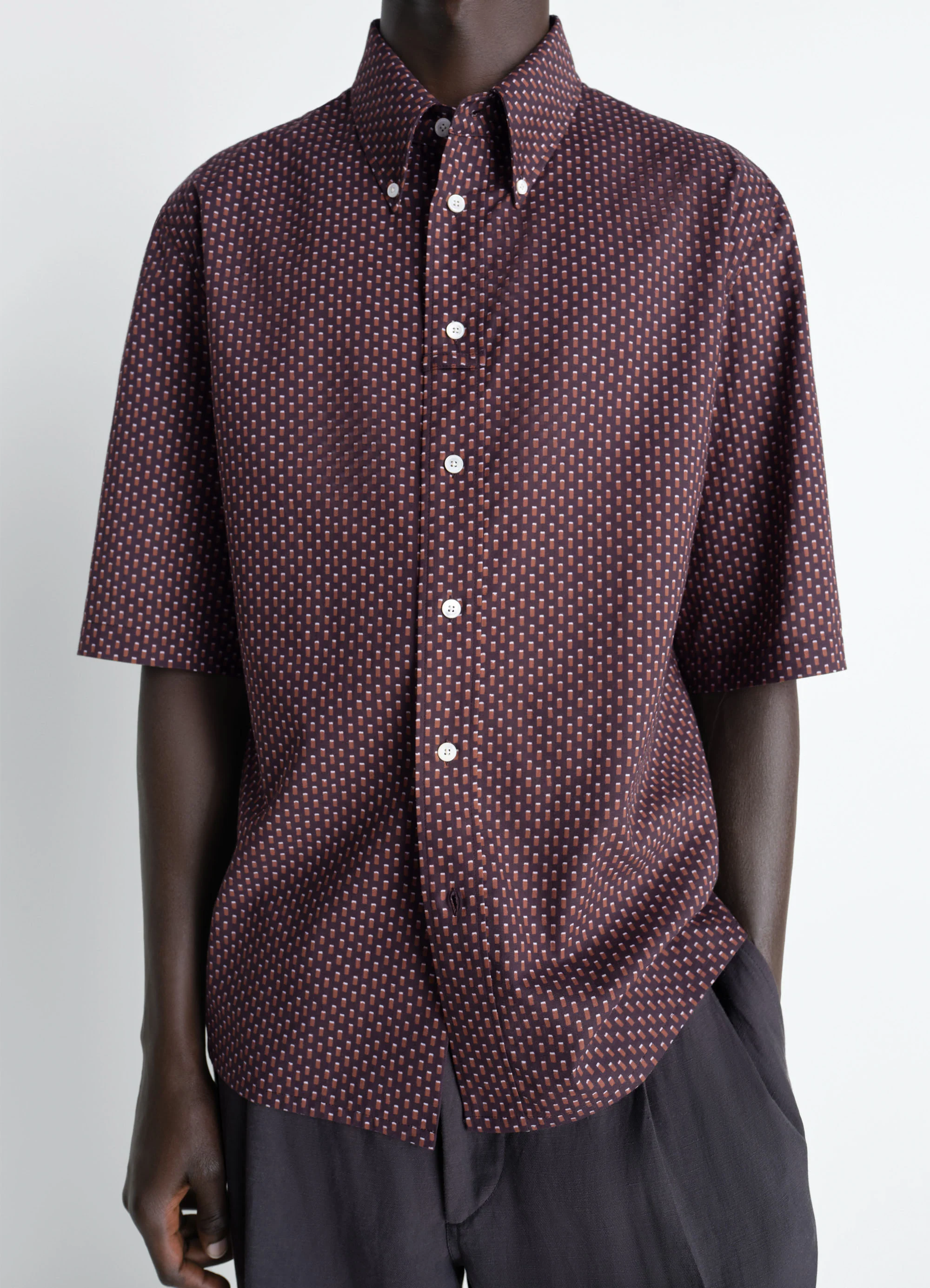 SHORT SLEEVE SHIRT IN GEOMETRIC PRINTED COTTON - Image 4