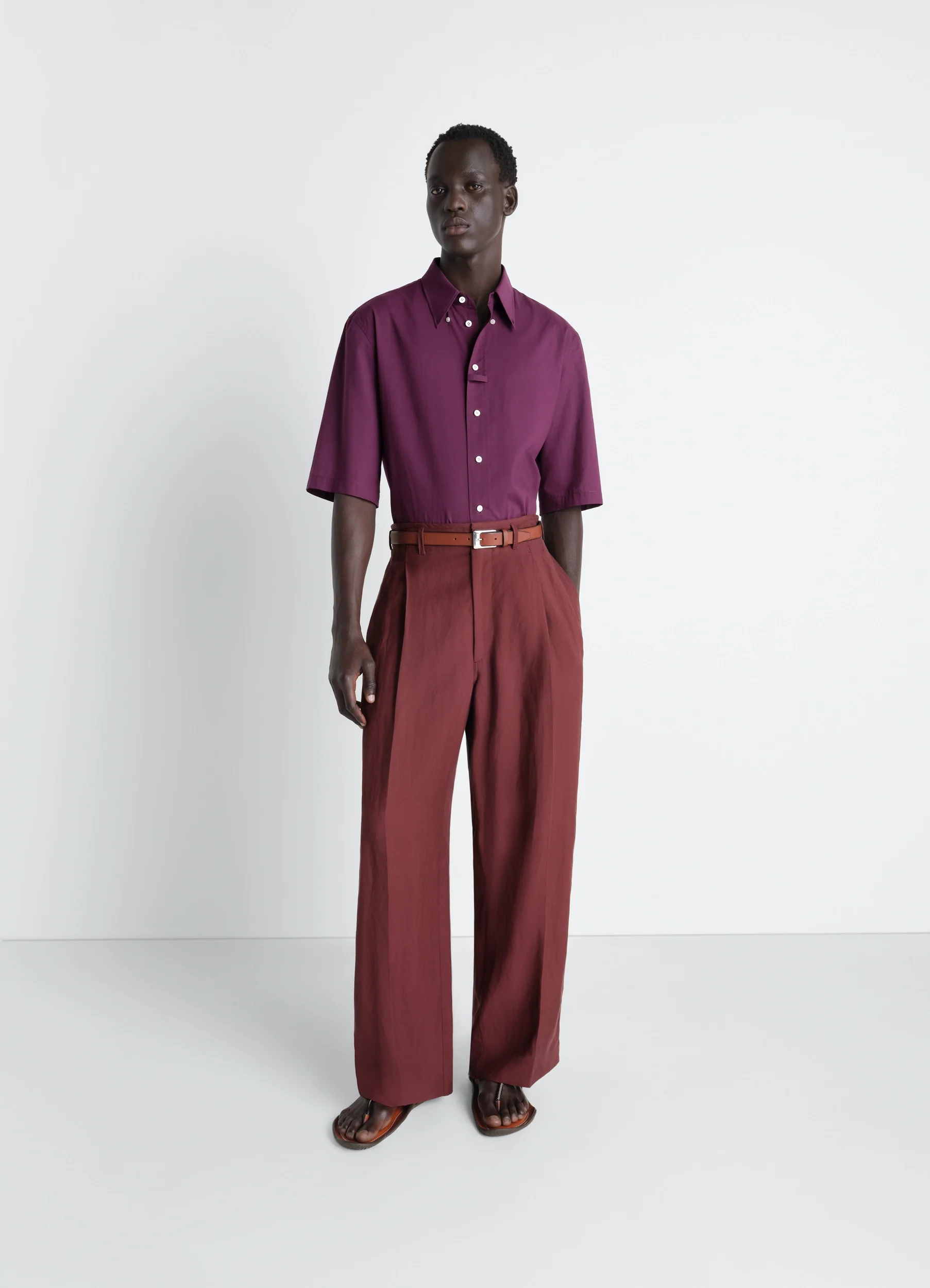 SHORT SLEEVE SHIRT IN WASHED COTTON MUSLIN - Image 2