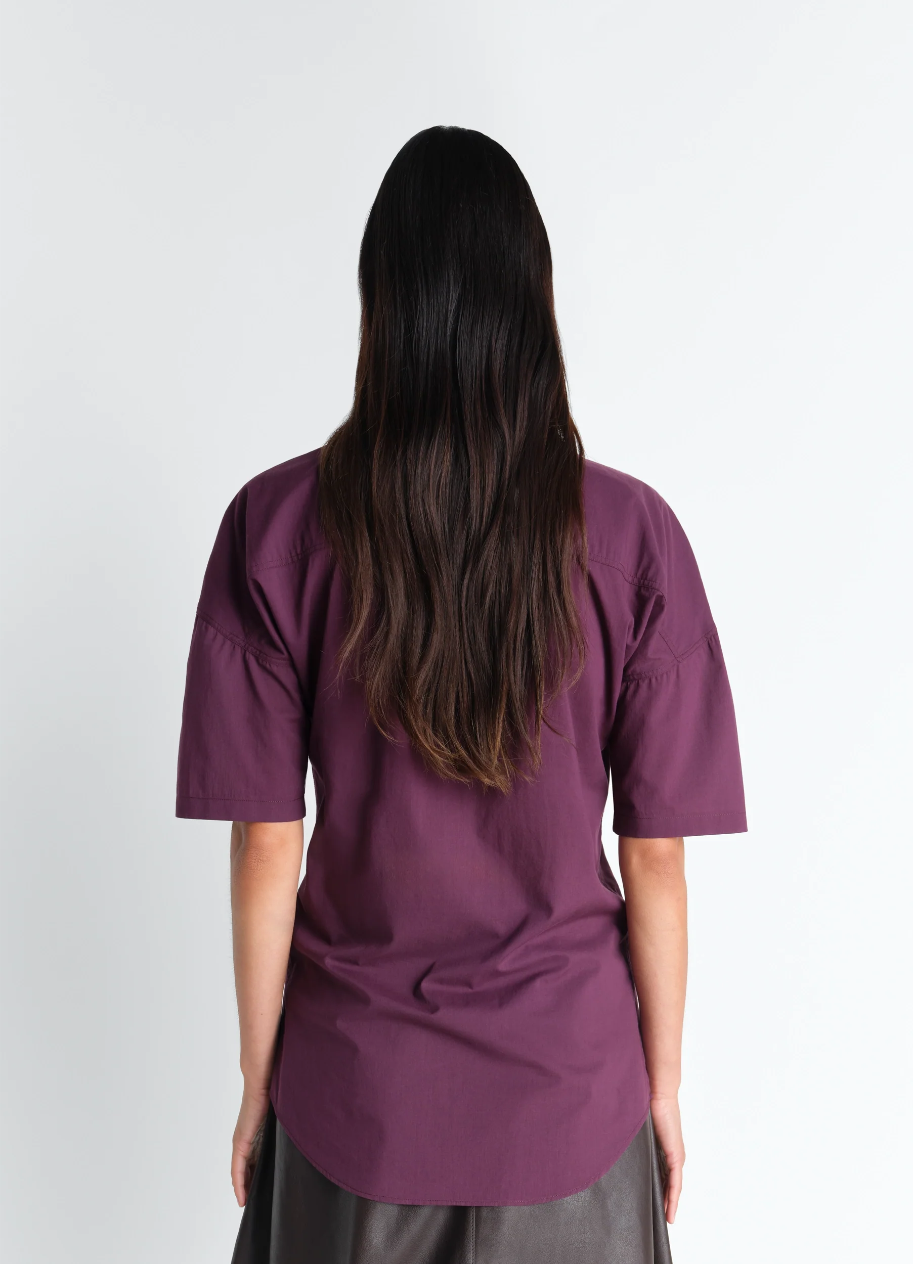 SHORT SLEEVE SHIRT WITH FOULARD IN WASHED COTTON MUSLIN - Image 4