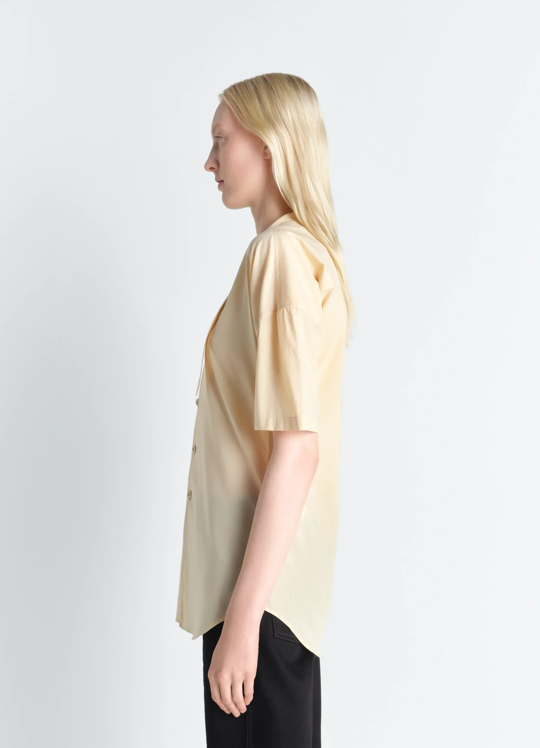 SHORT SLEEVE SHIRT WITH FOULARD IN WASHED COTTON MUSLIN - Image 3