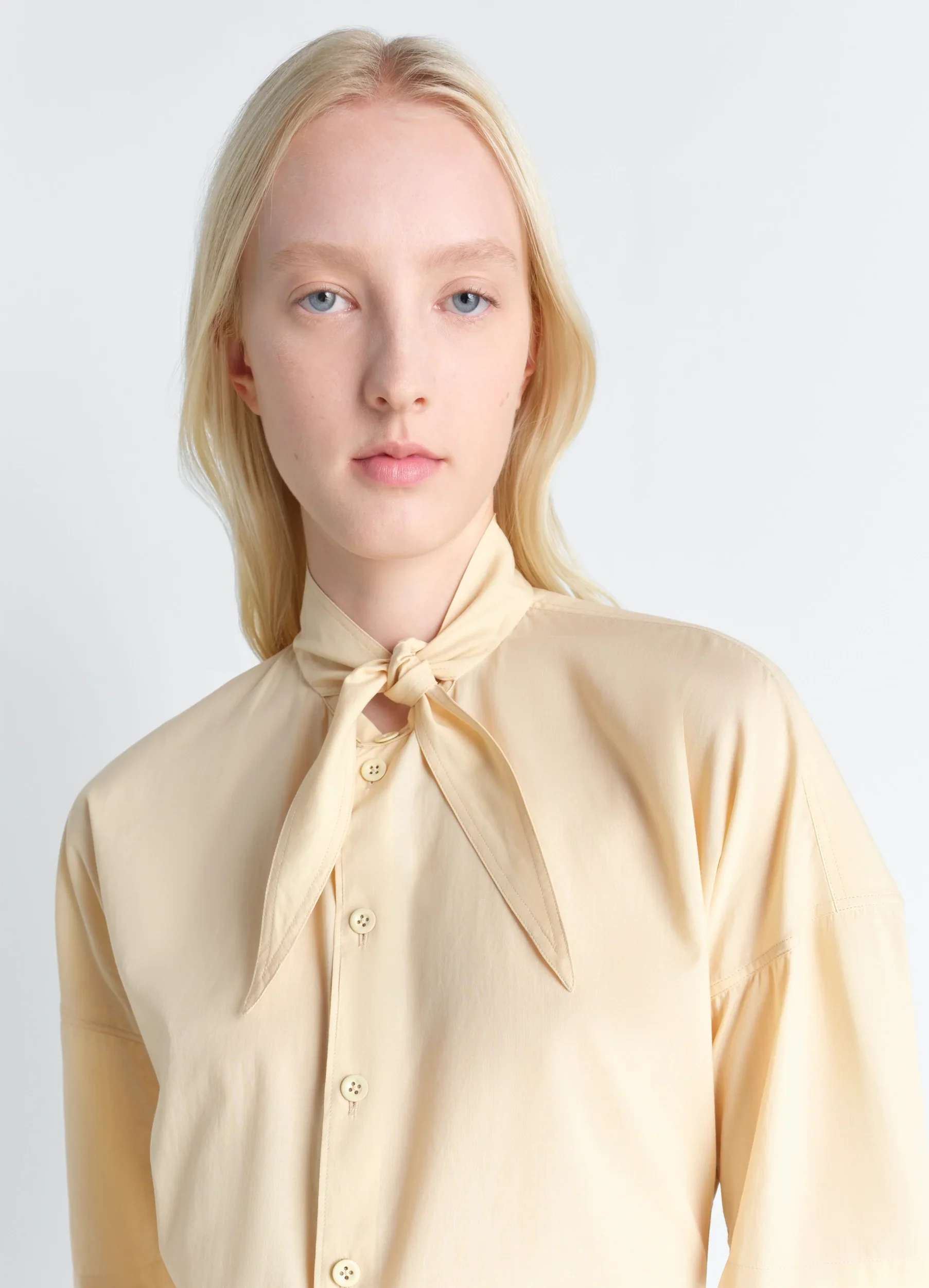 SHORT SLEEVE SHIRT WITH FOULARD IN WASHED COTTON MUSLIN - Image 4