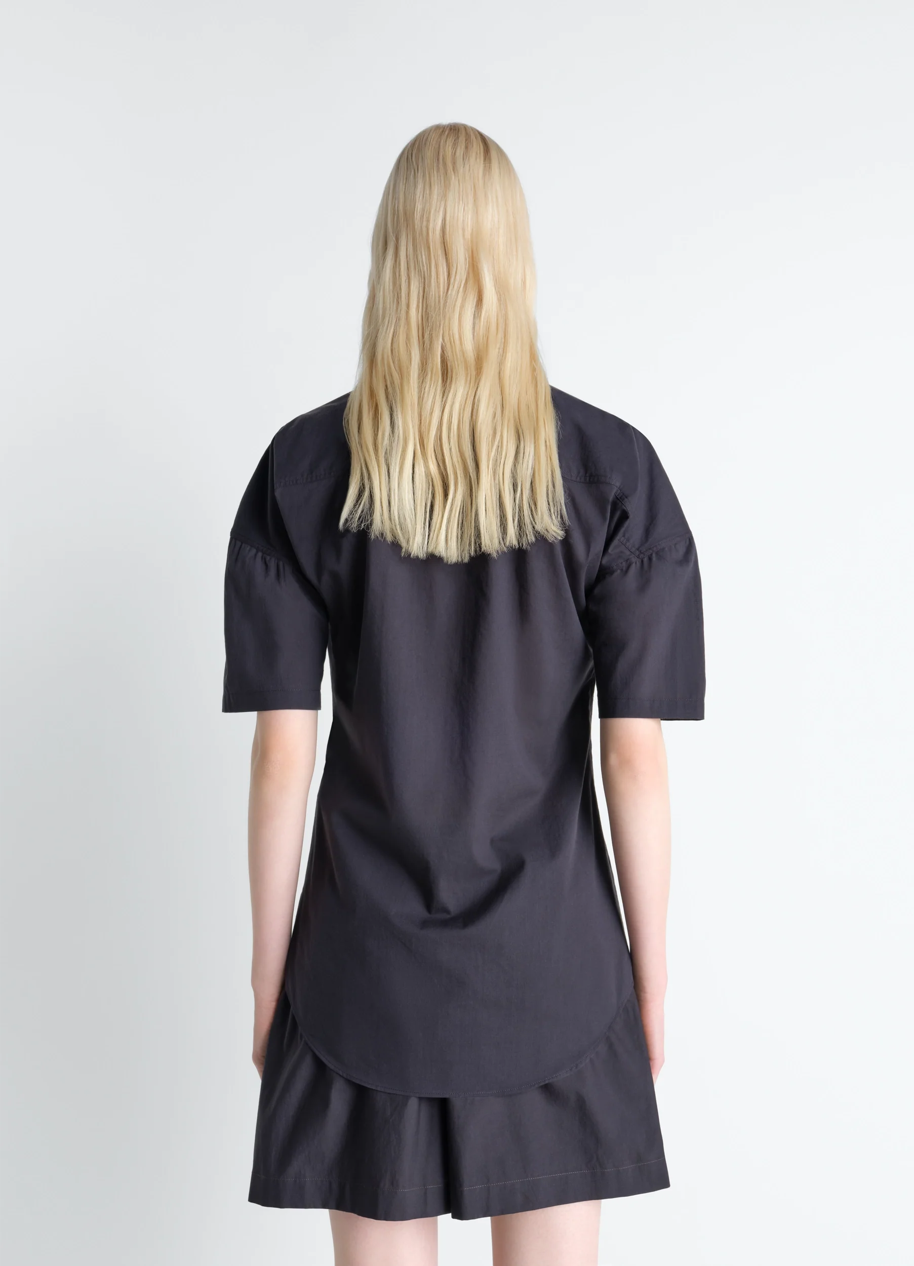 SHORT SLEEVE SHIRT WITH FOULARD IN WASHED COTTON MUSLIN - Image 5