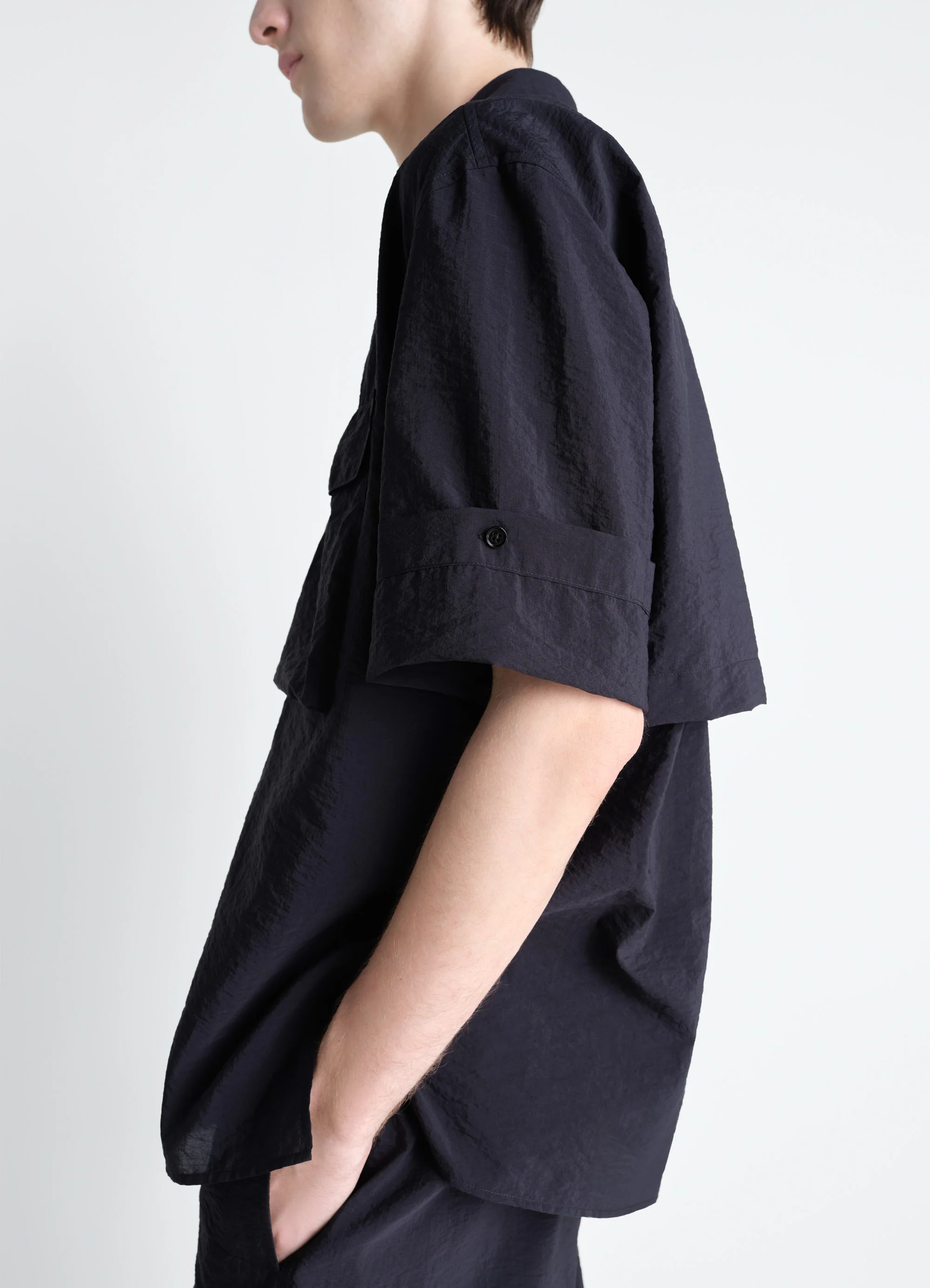SHORT SLEEVE UTILITY SHIRT IN WASHED TECHNICAL COTTON - Image 3