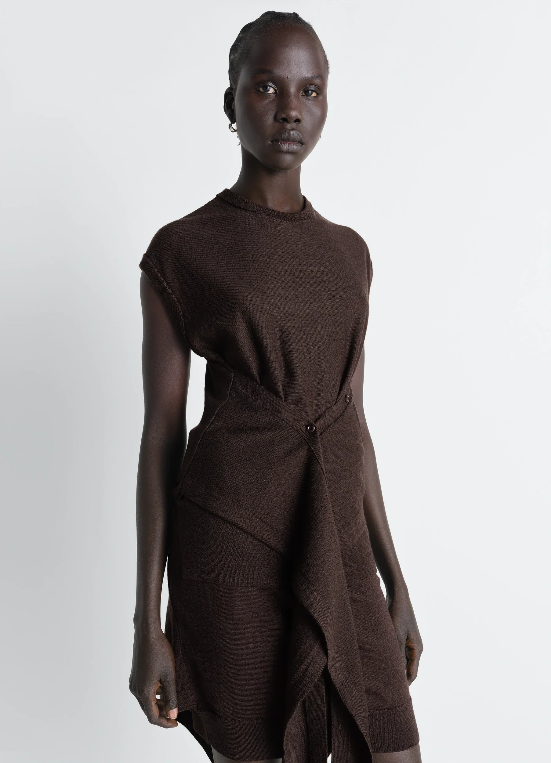 SLEEVELESS BUTTONED TOP IN MERINO BLEND - Image 2