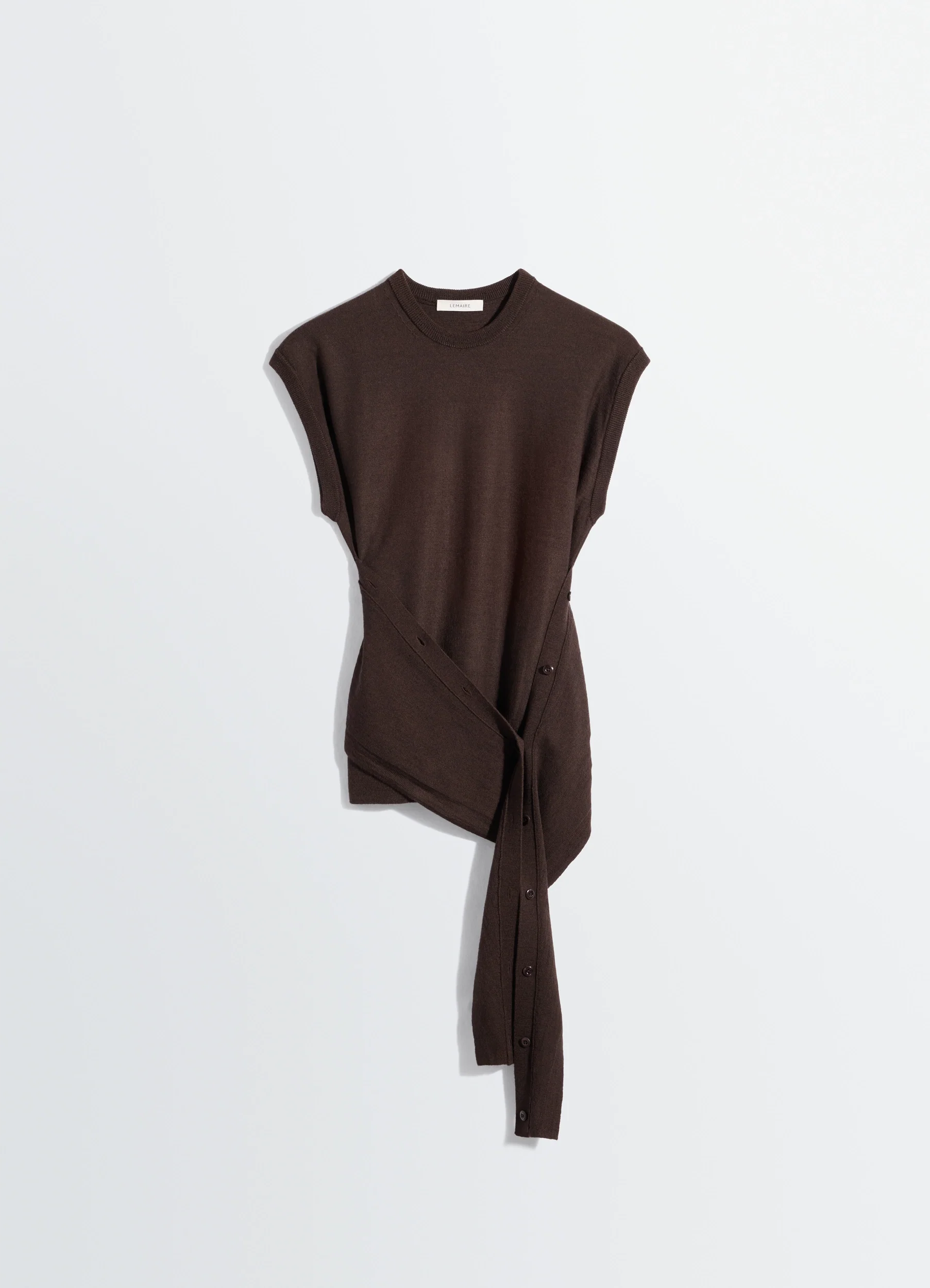 SLEEVELESS BUTTONED TOP IN MERINO BLEND - Image 5