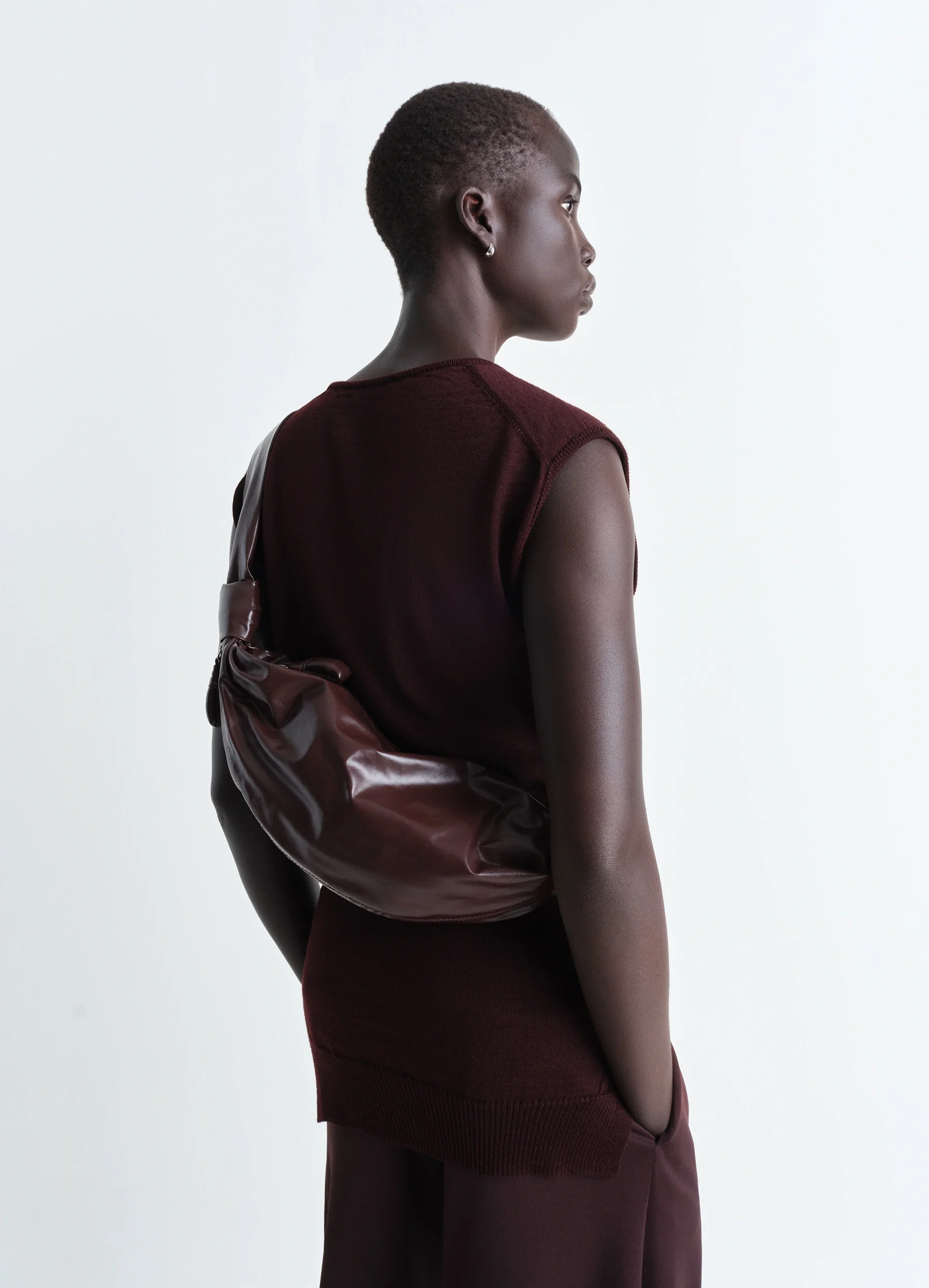 SMALL SOFT CROISSANT BAG IN PAPER LEATHER - Image 3