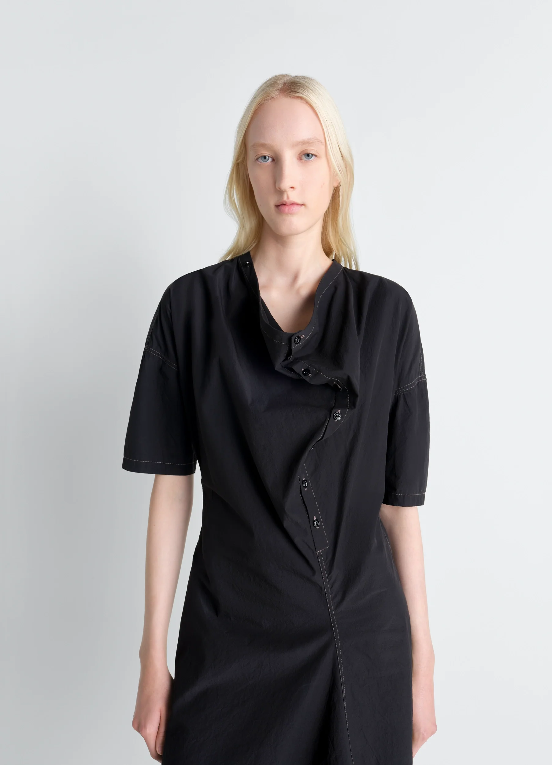 SOFT COLLAR DRESS IN CREPE COTTON - Image 2
