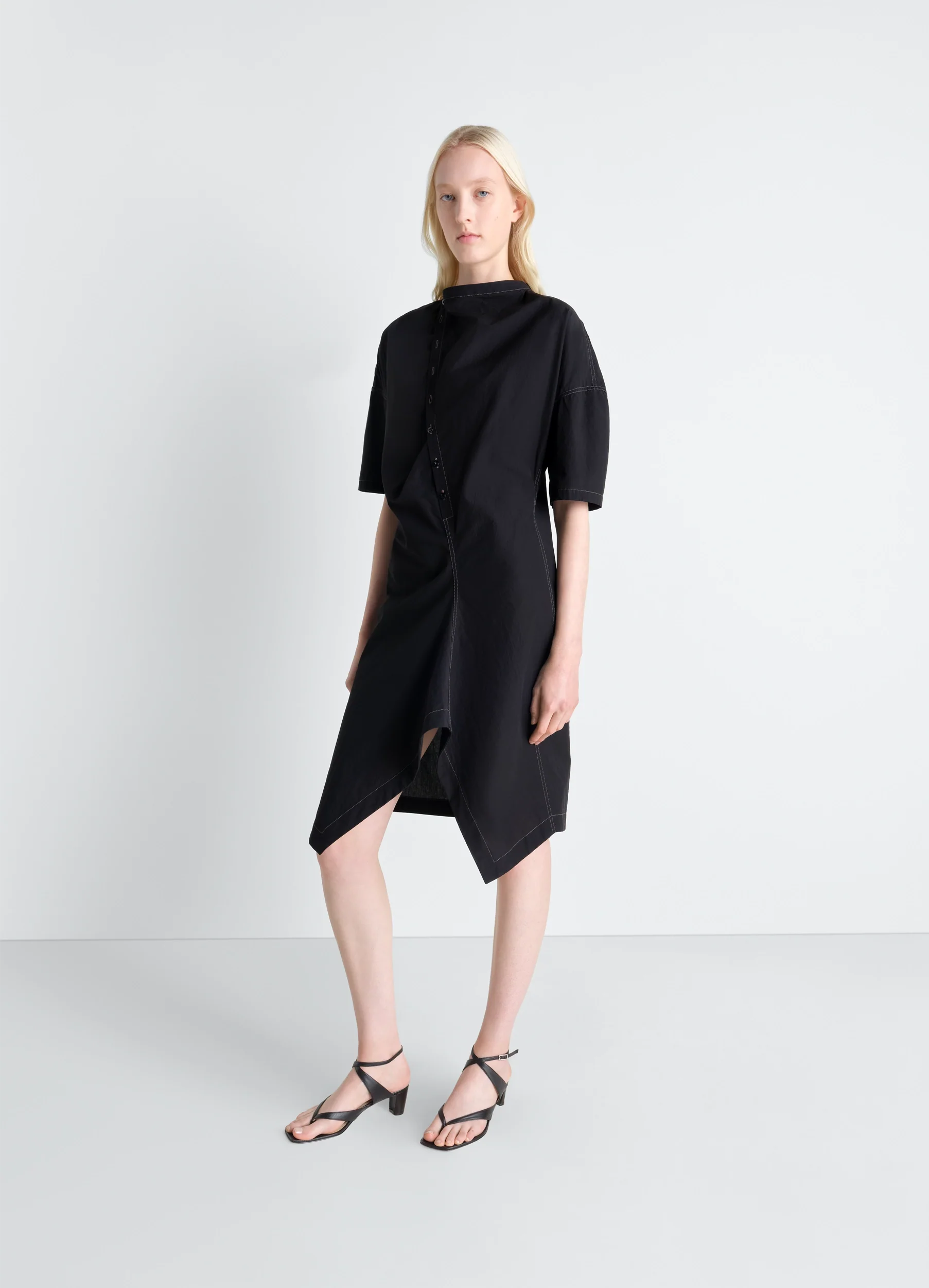 SOFT COLLAR DRESS IN CREPE COTTON - Image 3