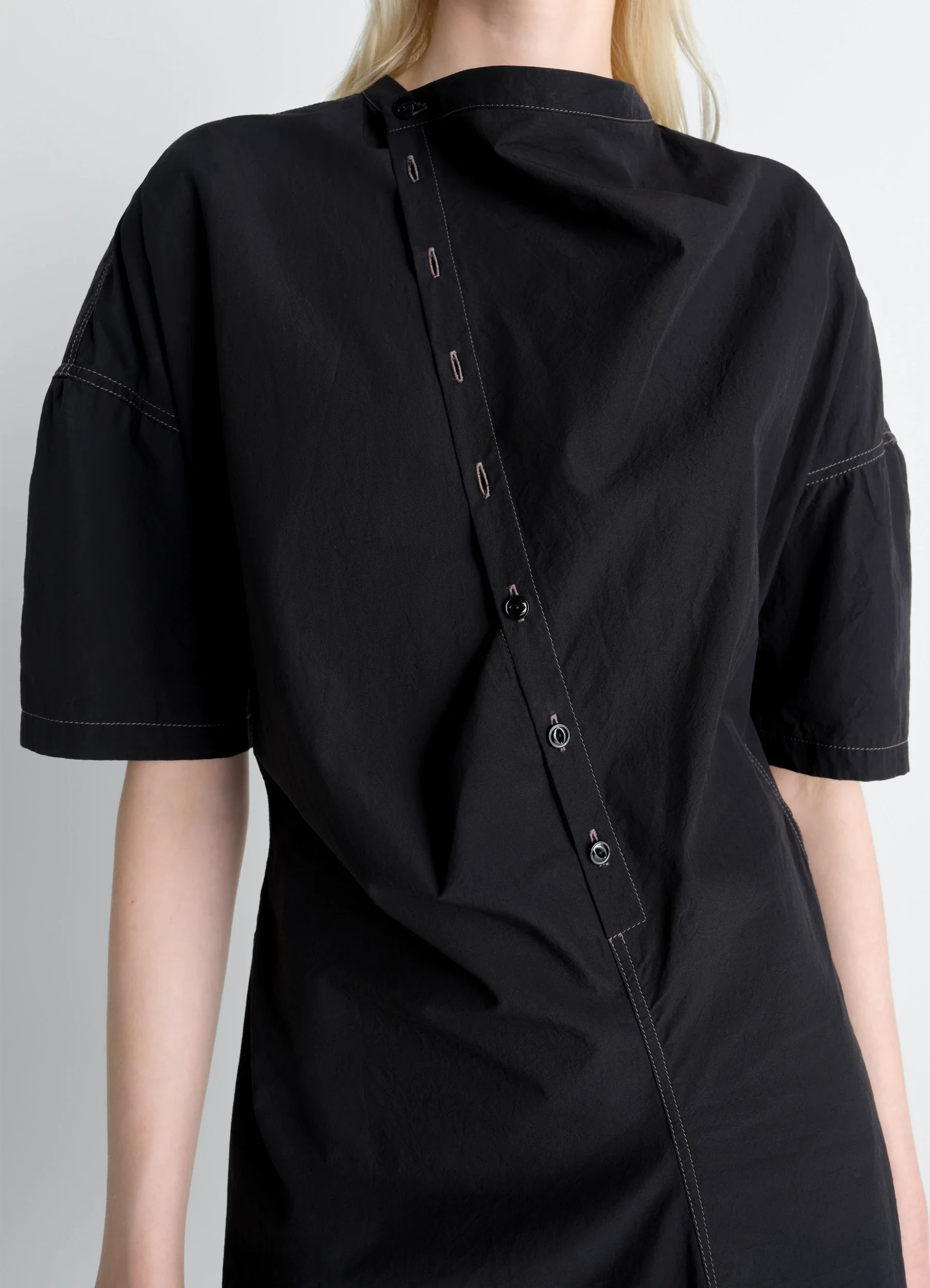 SOFT COLLAR DRESS IN CREPE COTTON - Image 4